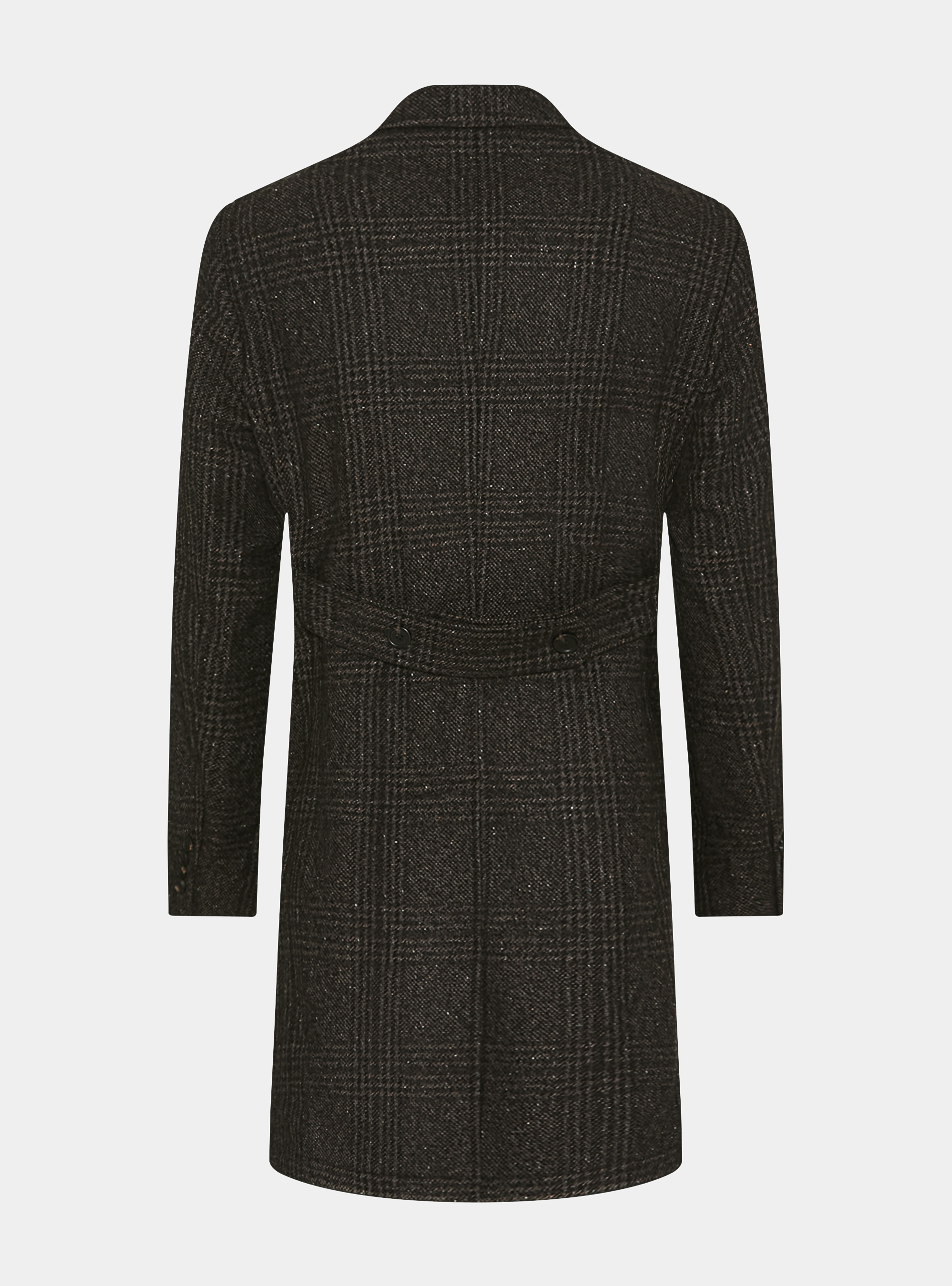 Cappotto doppiopetto fantasia in misto cashmere, MARRONE