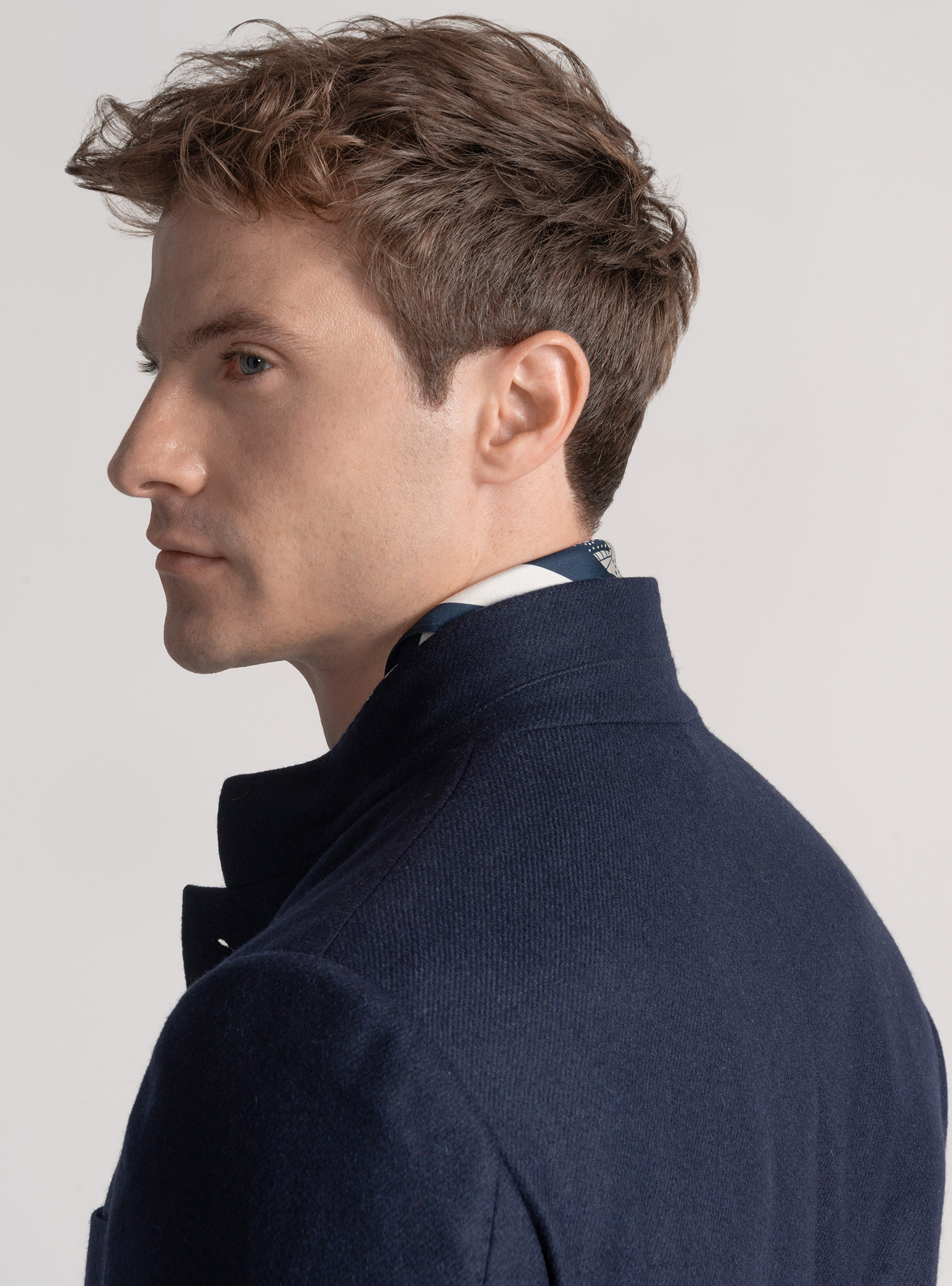 Giacca coreana in flanella di lana, BLU NAVY