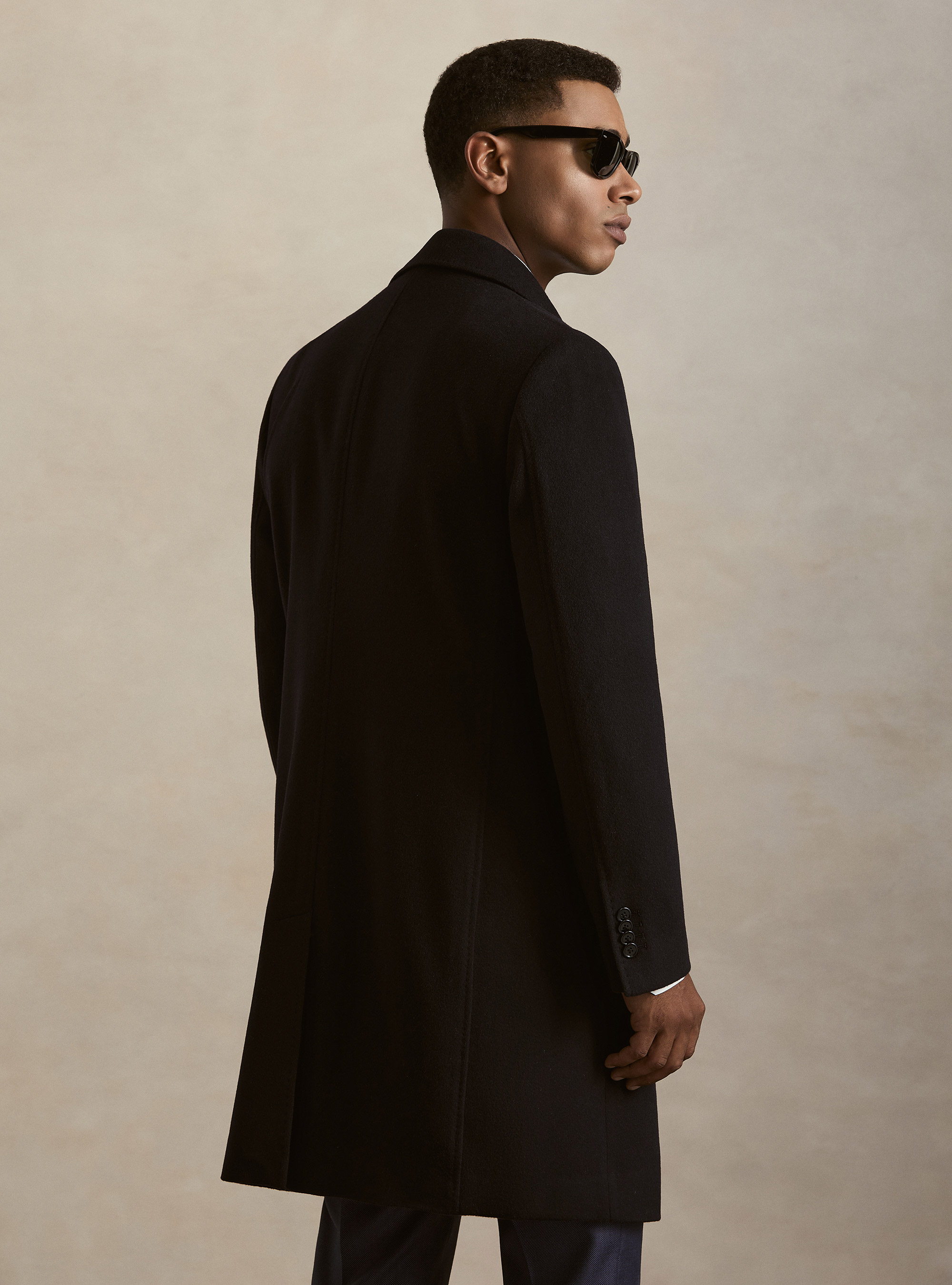 Cappotto monopetto in lana cashmere, BLU NAVY