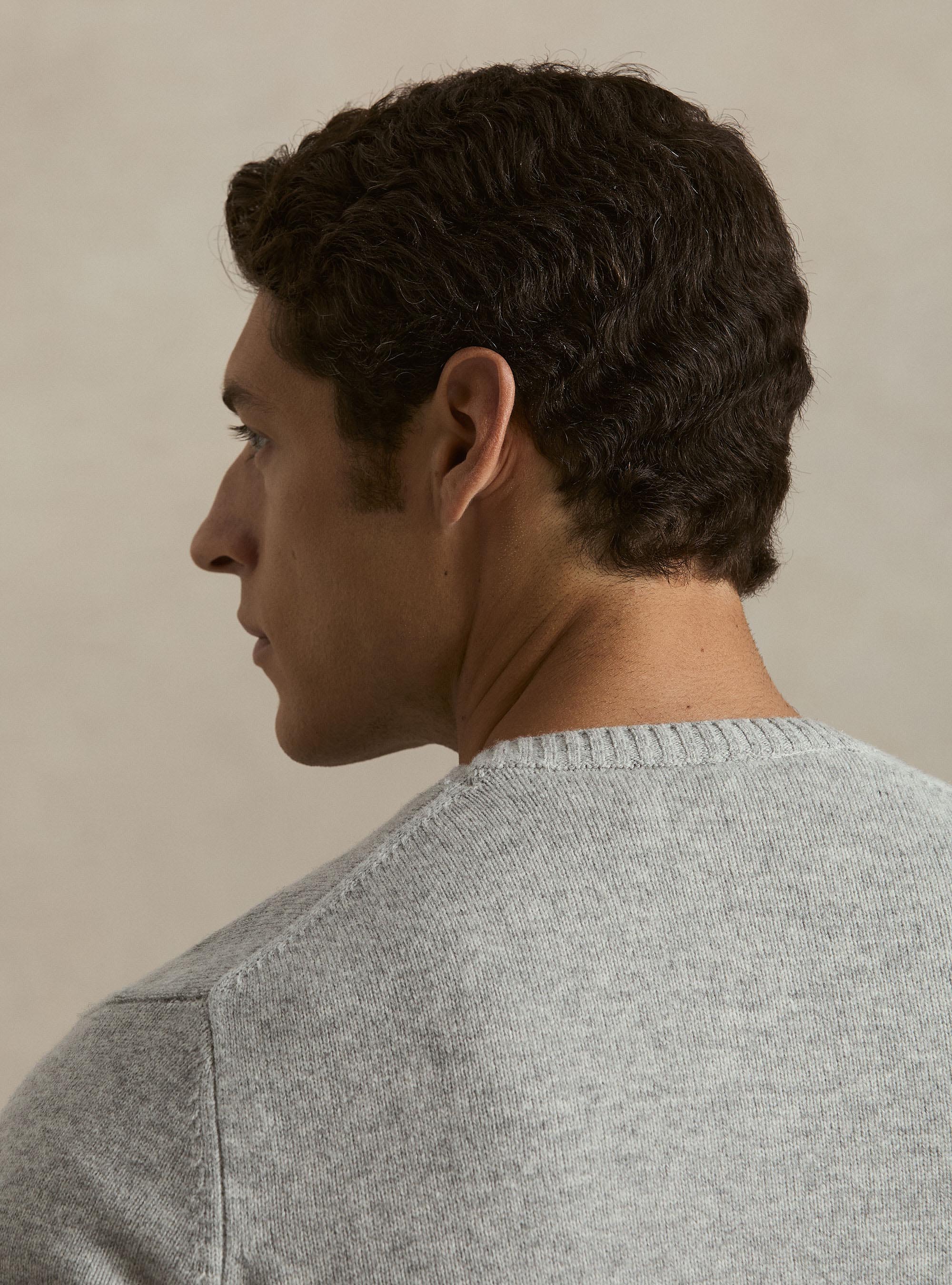 Maglia girocollo in misto lana e cashmere, GRIGIO CHIARO MELANGE