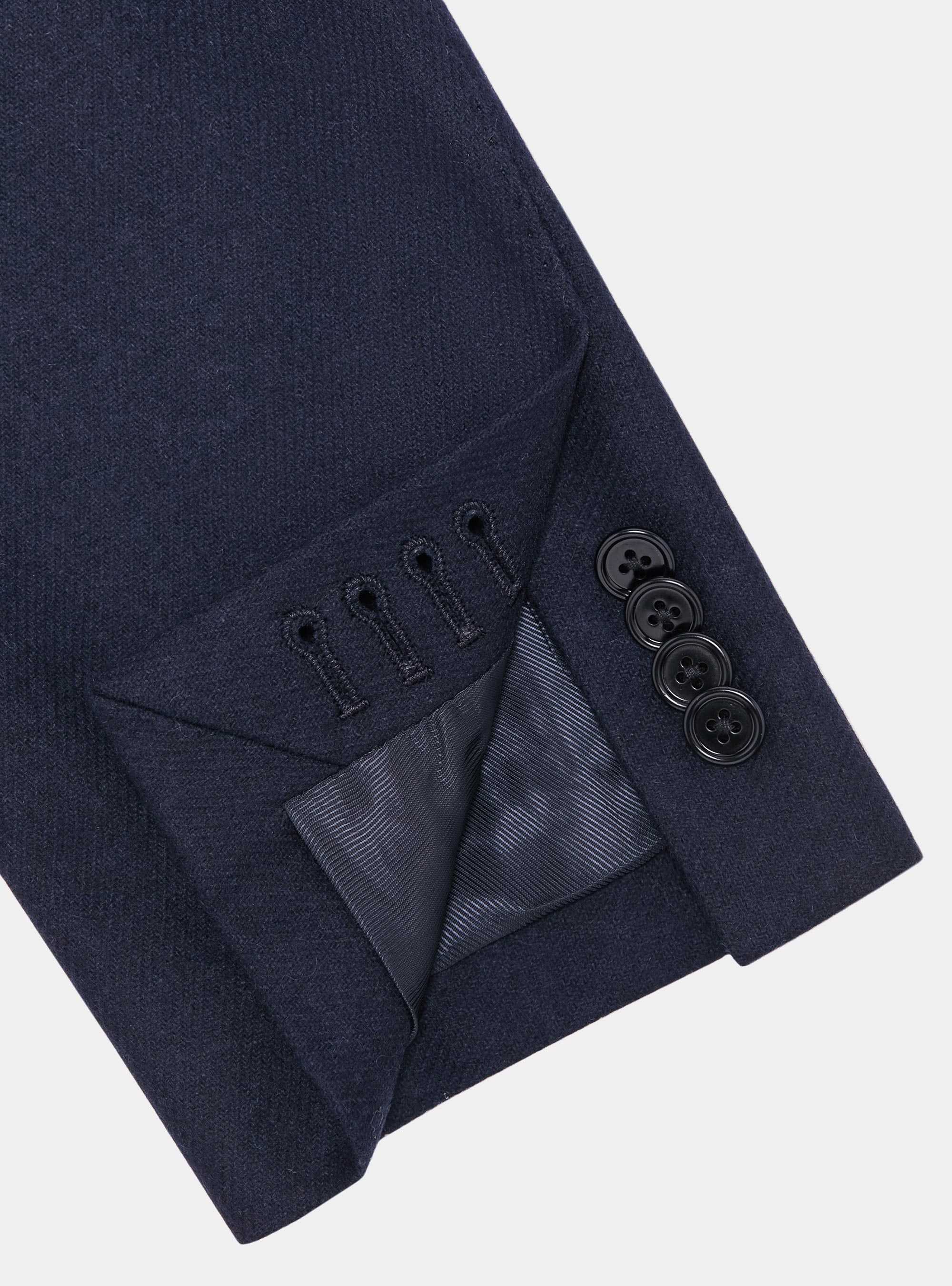 Giacca coreana in flanella di lana, BLU NAVY