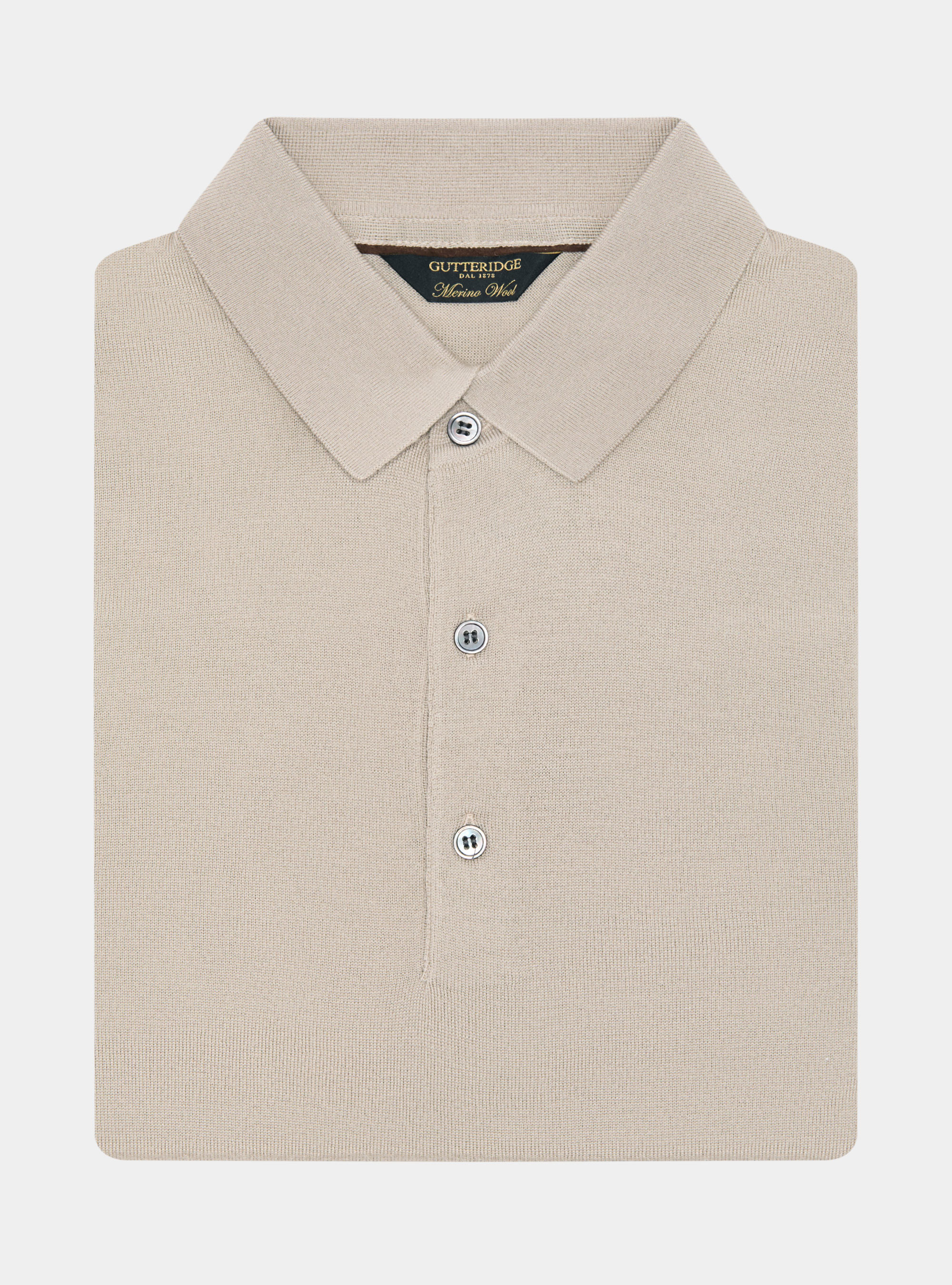Maglia a polo in lana merino extrafine, SABBIA