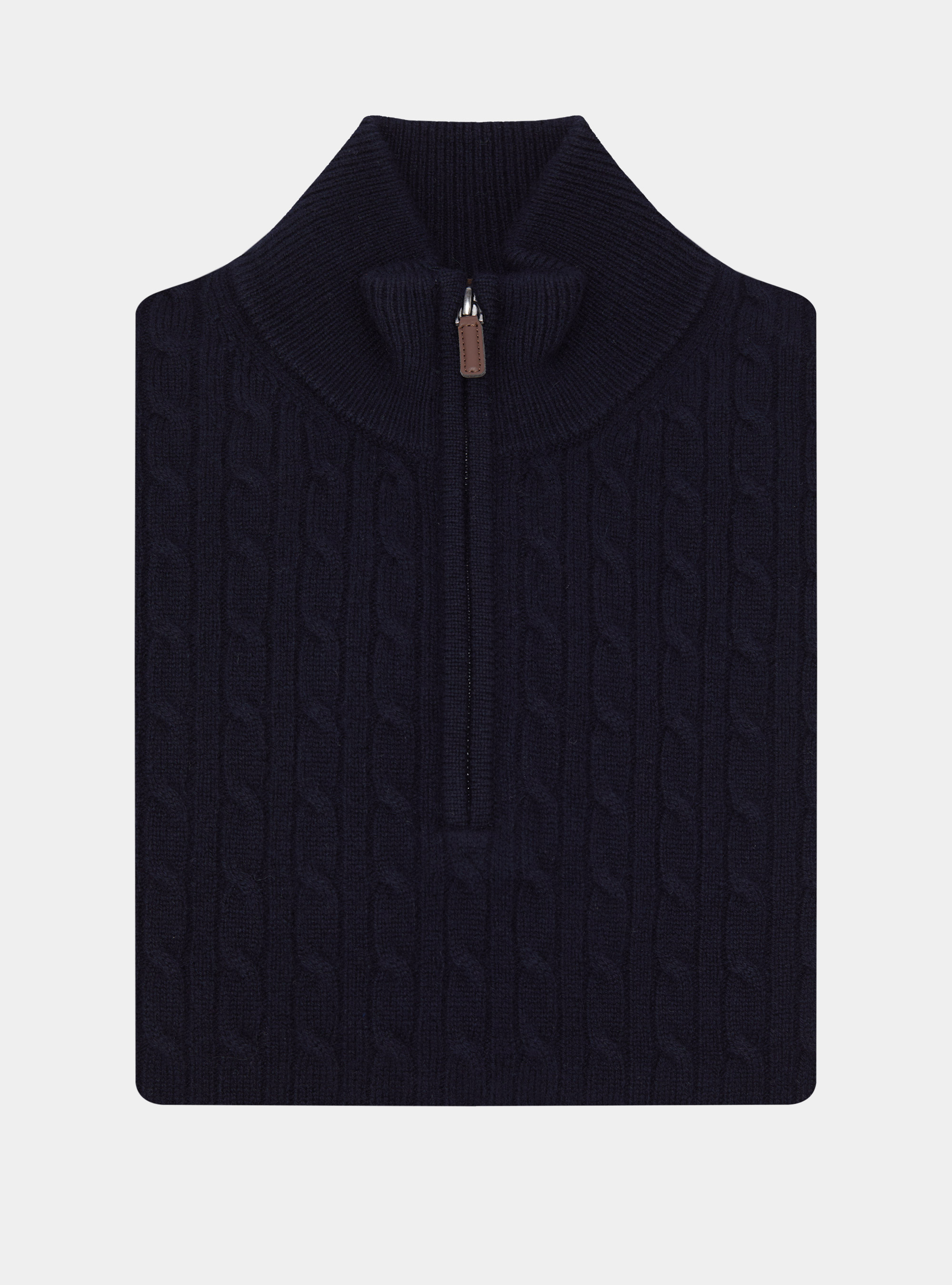 Maglia lupetto a trecce in lana e cashmere, BLU NAVY