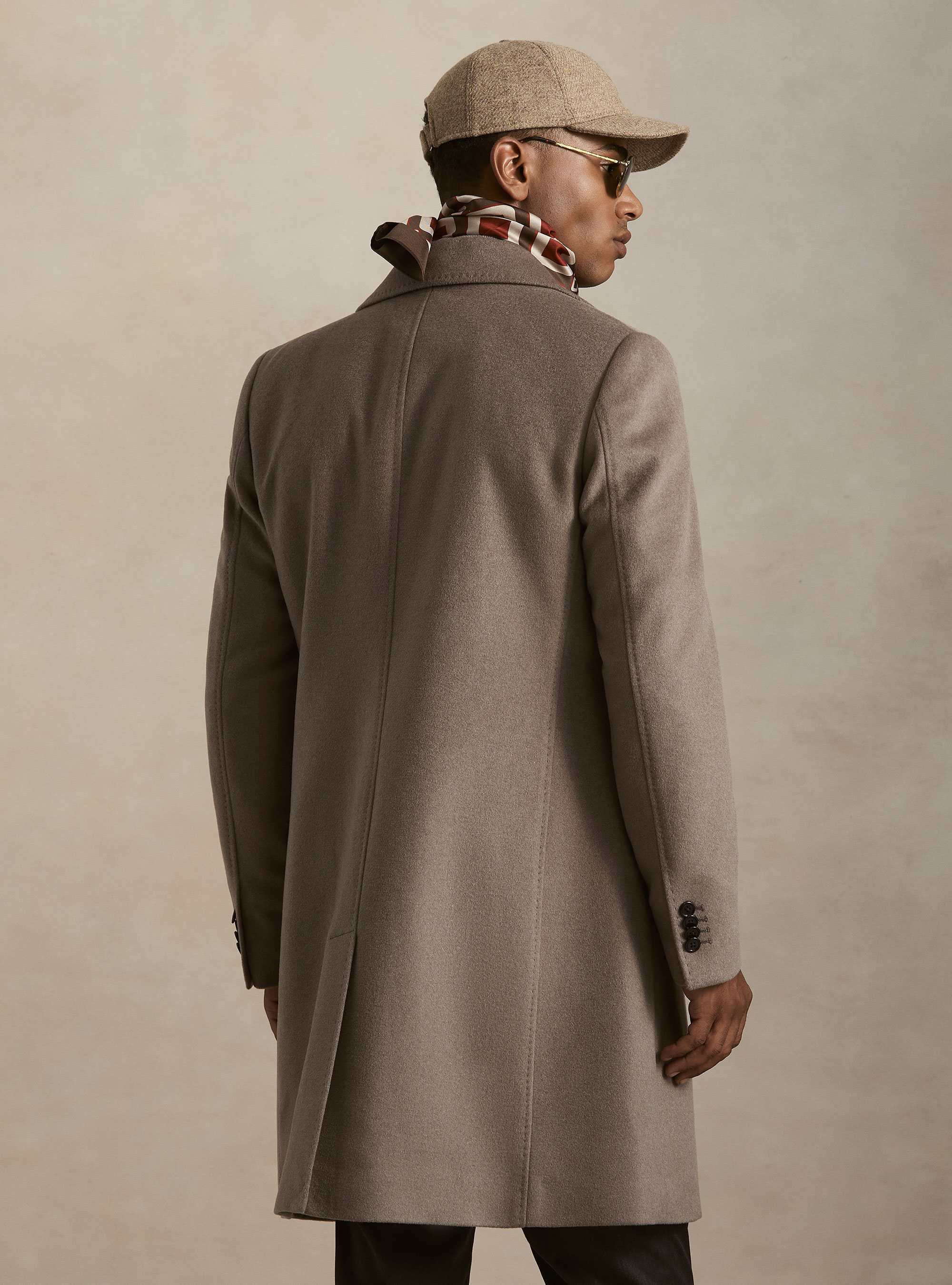 Cappotto monopetto in lana cashmere, FANGO 0555C