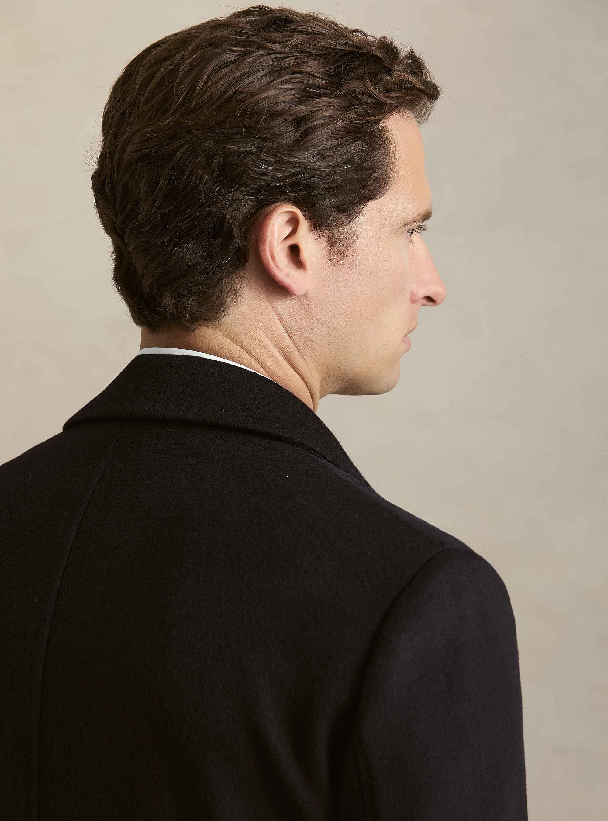 Cappotto doppiopetto in misto cashmere, BLU NAVY