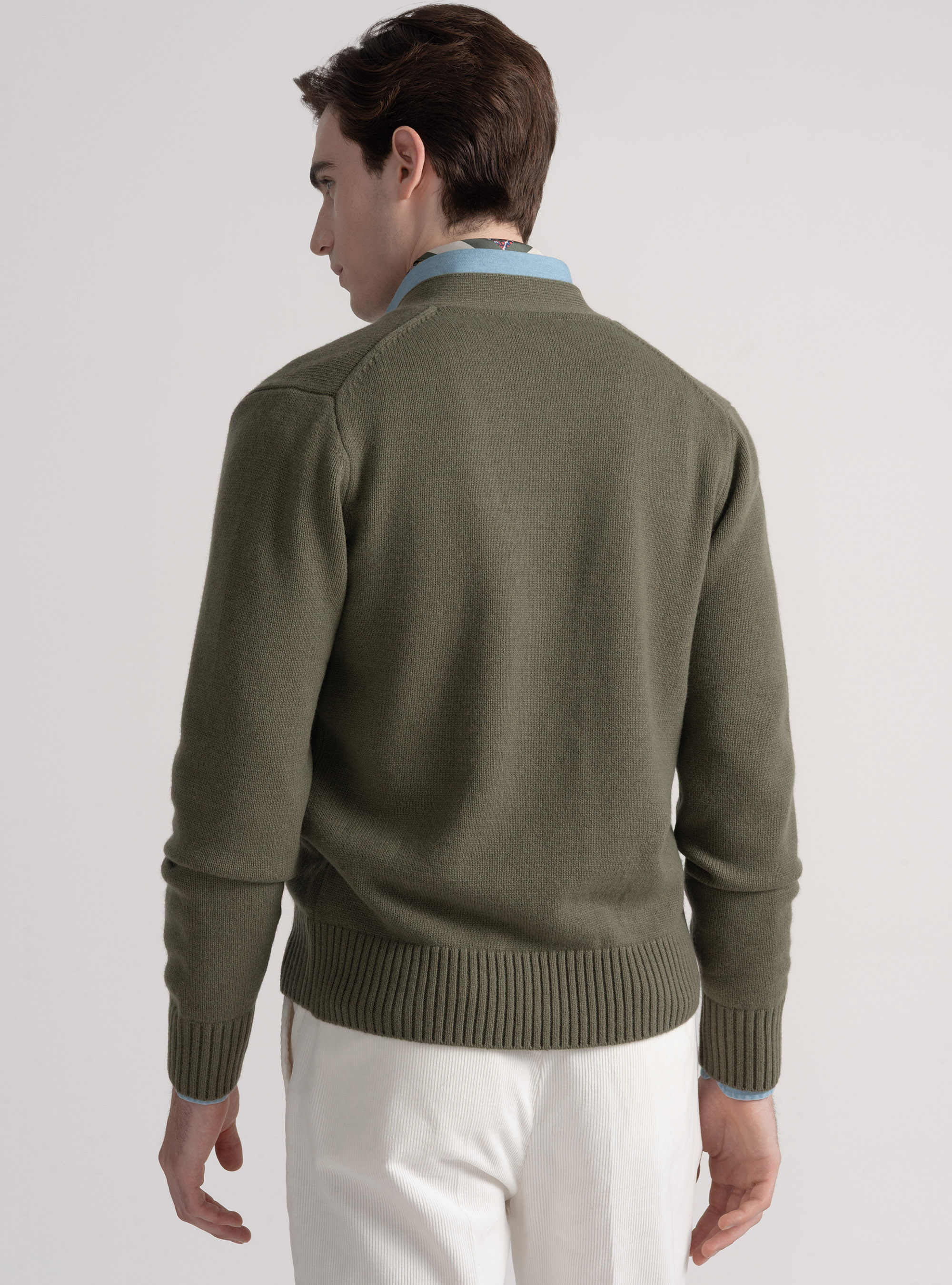 Maglia a cardigan in lana e cashmere, SALVIA 0602C