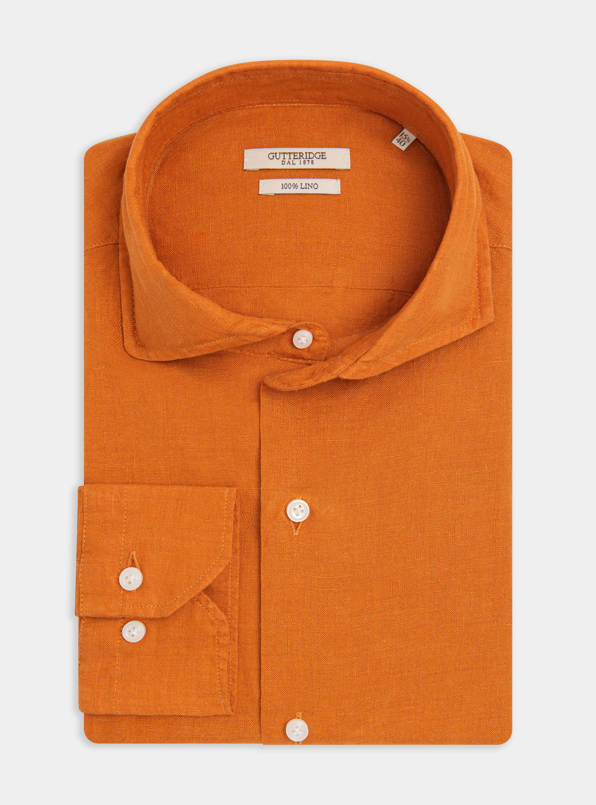 Camicia collo francese in puro lino, 0713C ZUCCA