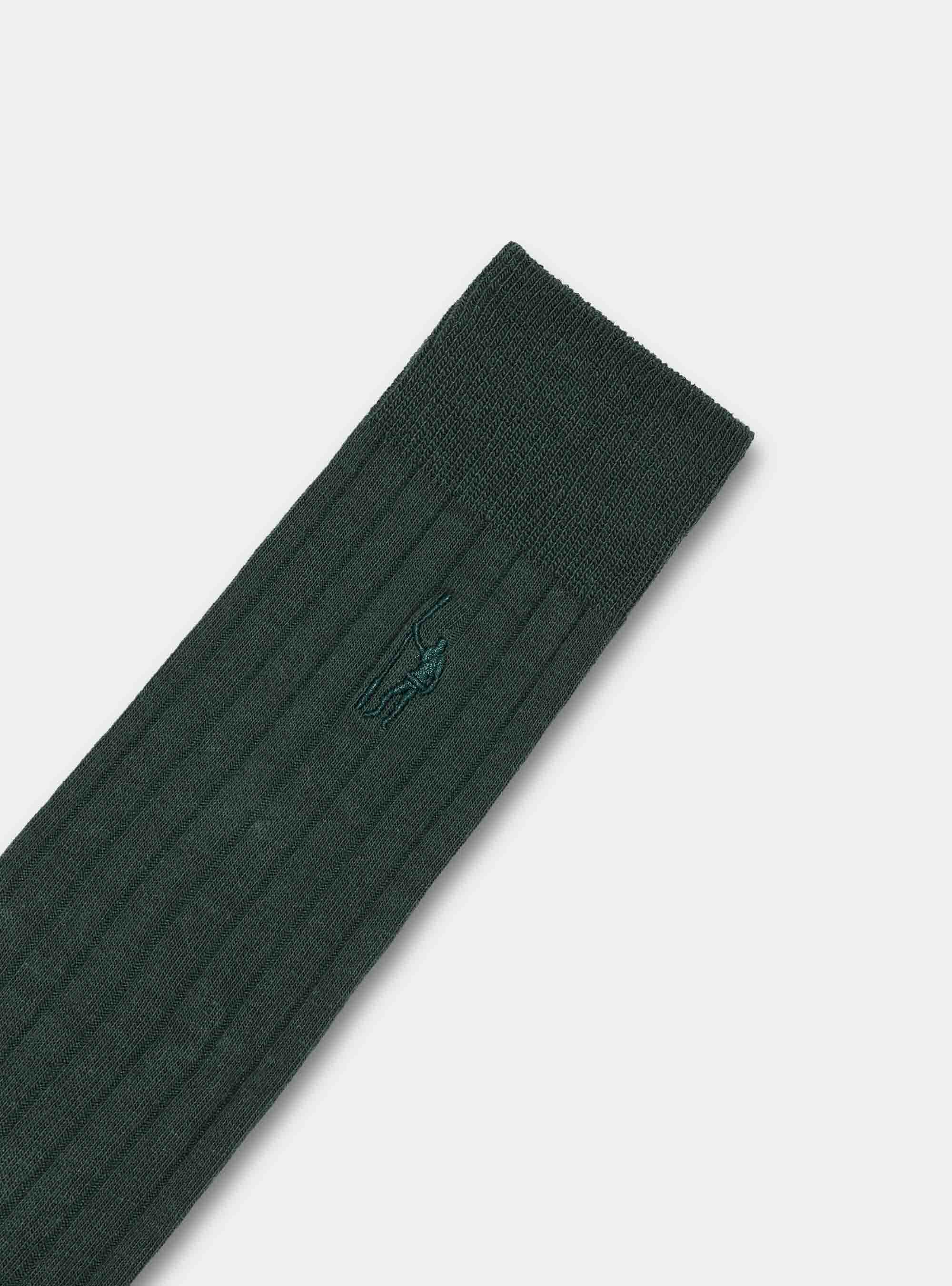 Calzini a costina con ricamo, VERDE