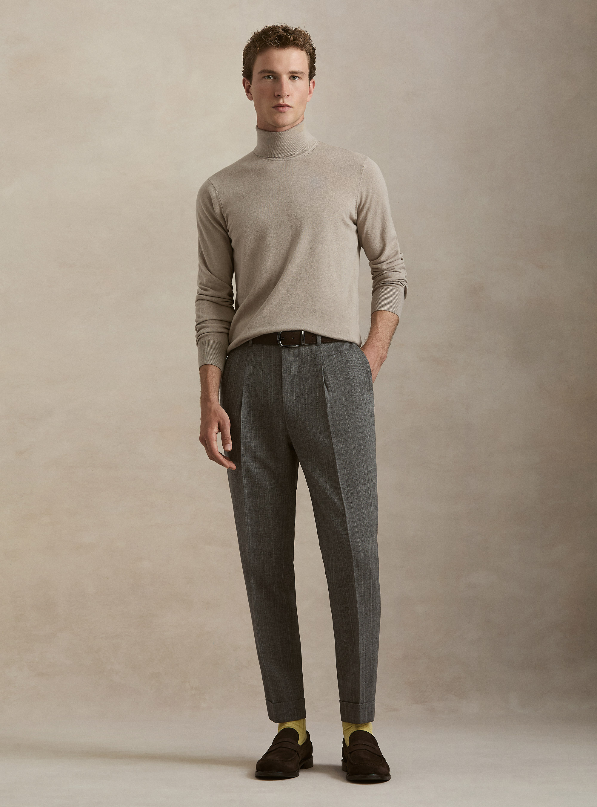 Dolcevita in cotone e cashmere, SABBIA