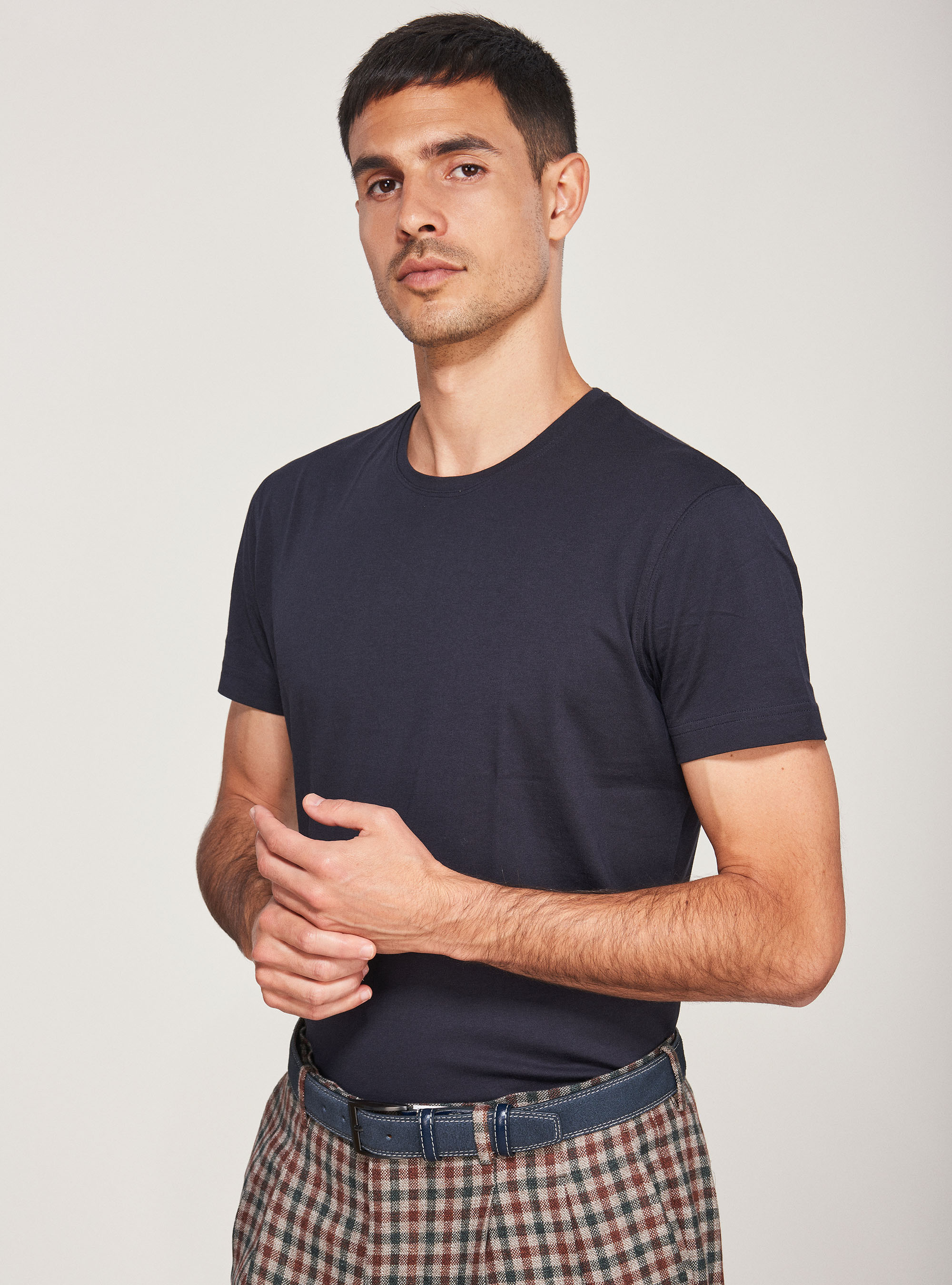 Tshirt in jersey di cotone supima, BLU NAVY