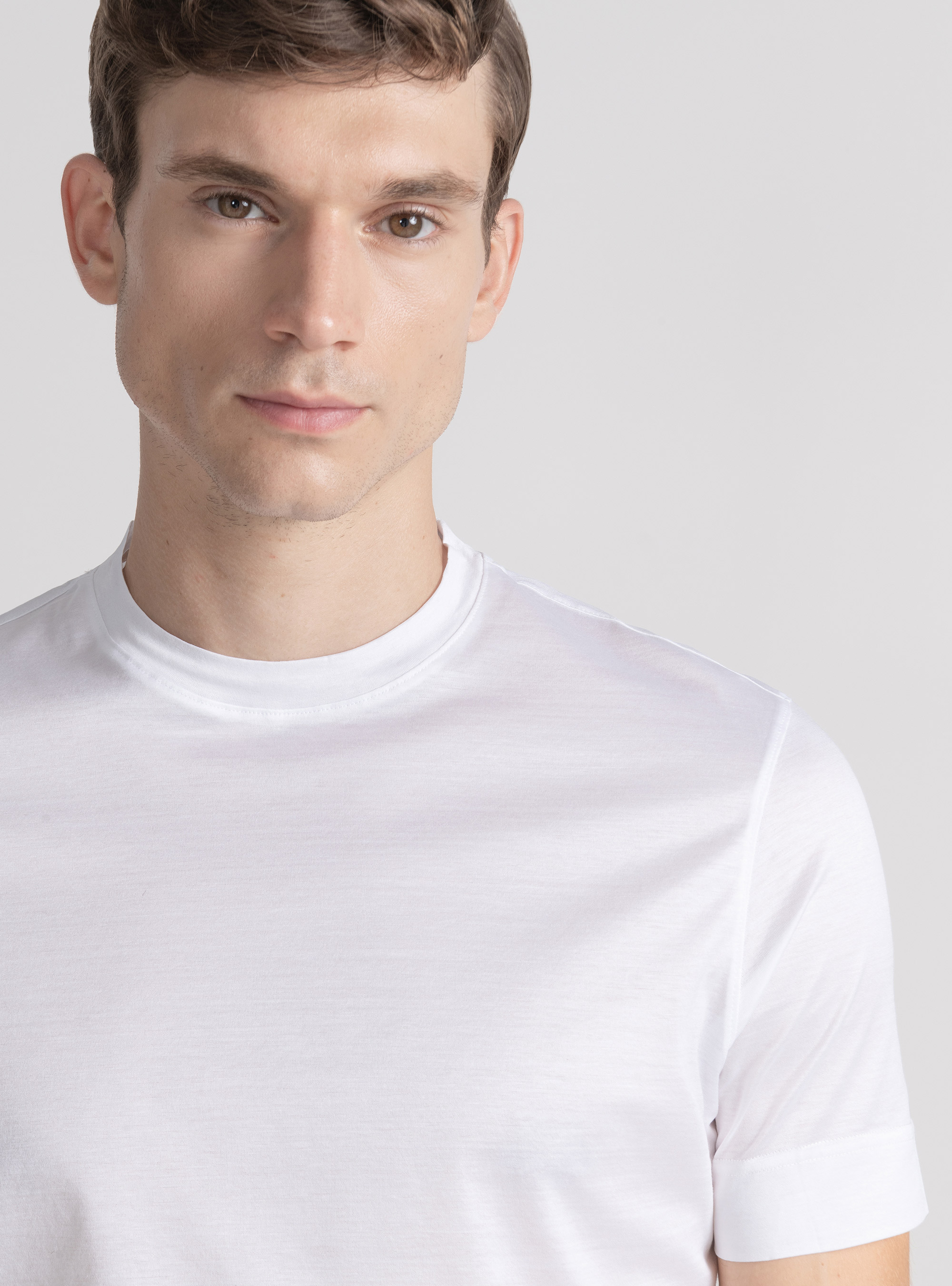 T-shirt mezza manica in filo di Scozia, BIANCO