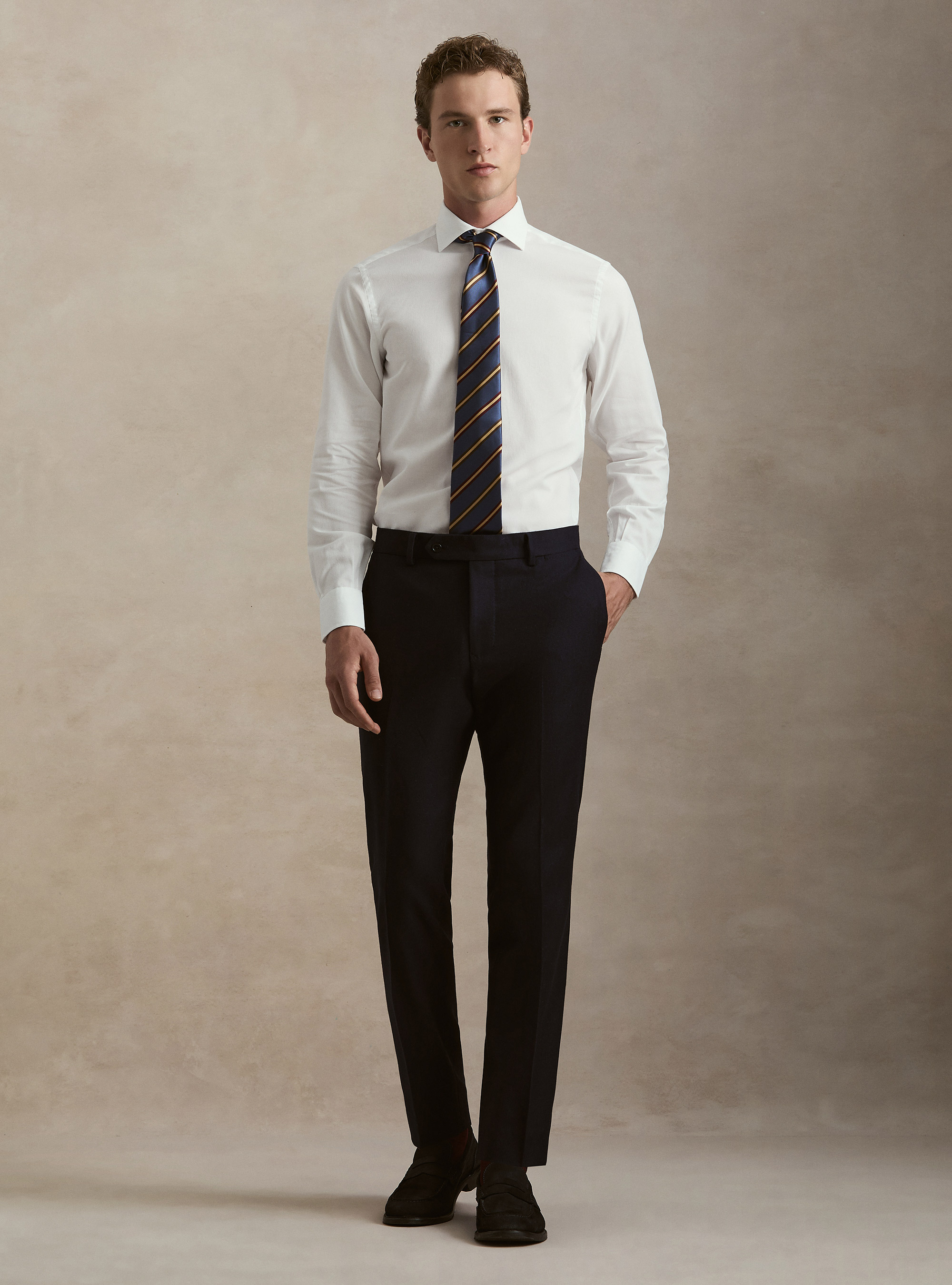 Pantaloni in flanella misto lana, BLU NAVY