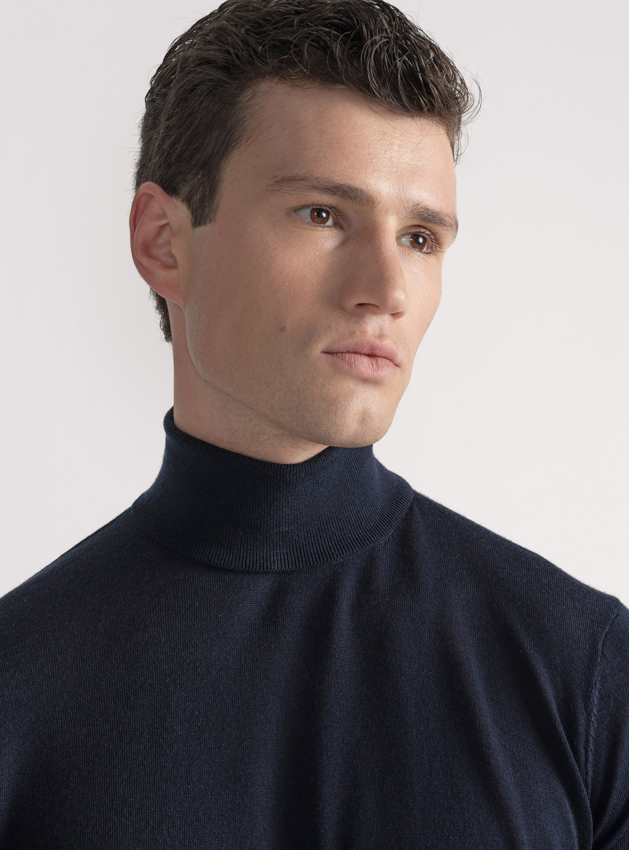 Dolcevita in pura lana merino extrafine, BLU NAVY