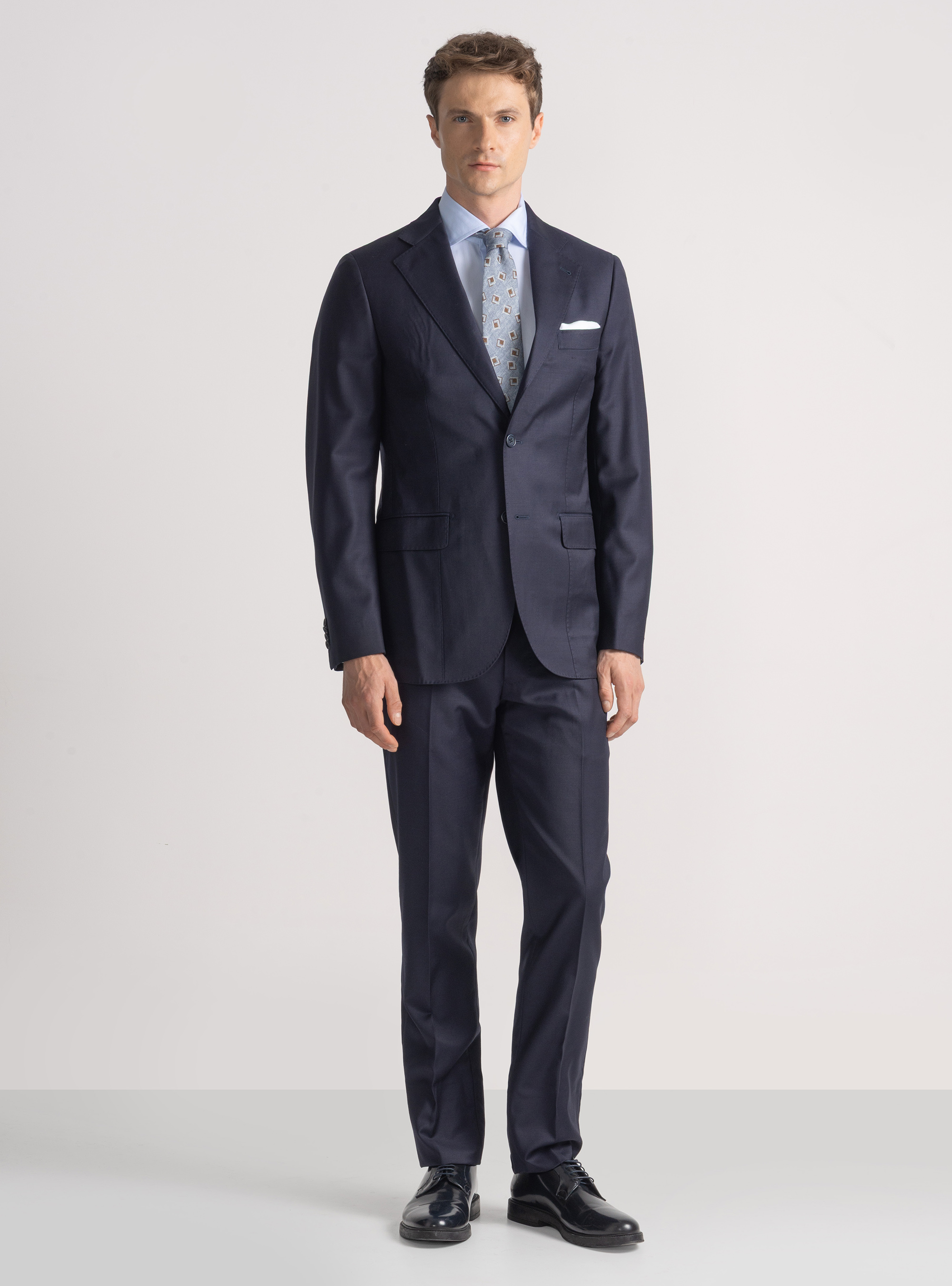 Pantaloni per abito in pura lana superfine 120's, BLU NAVY