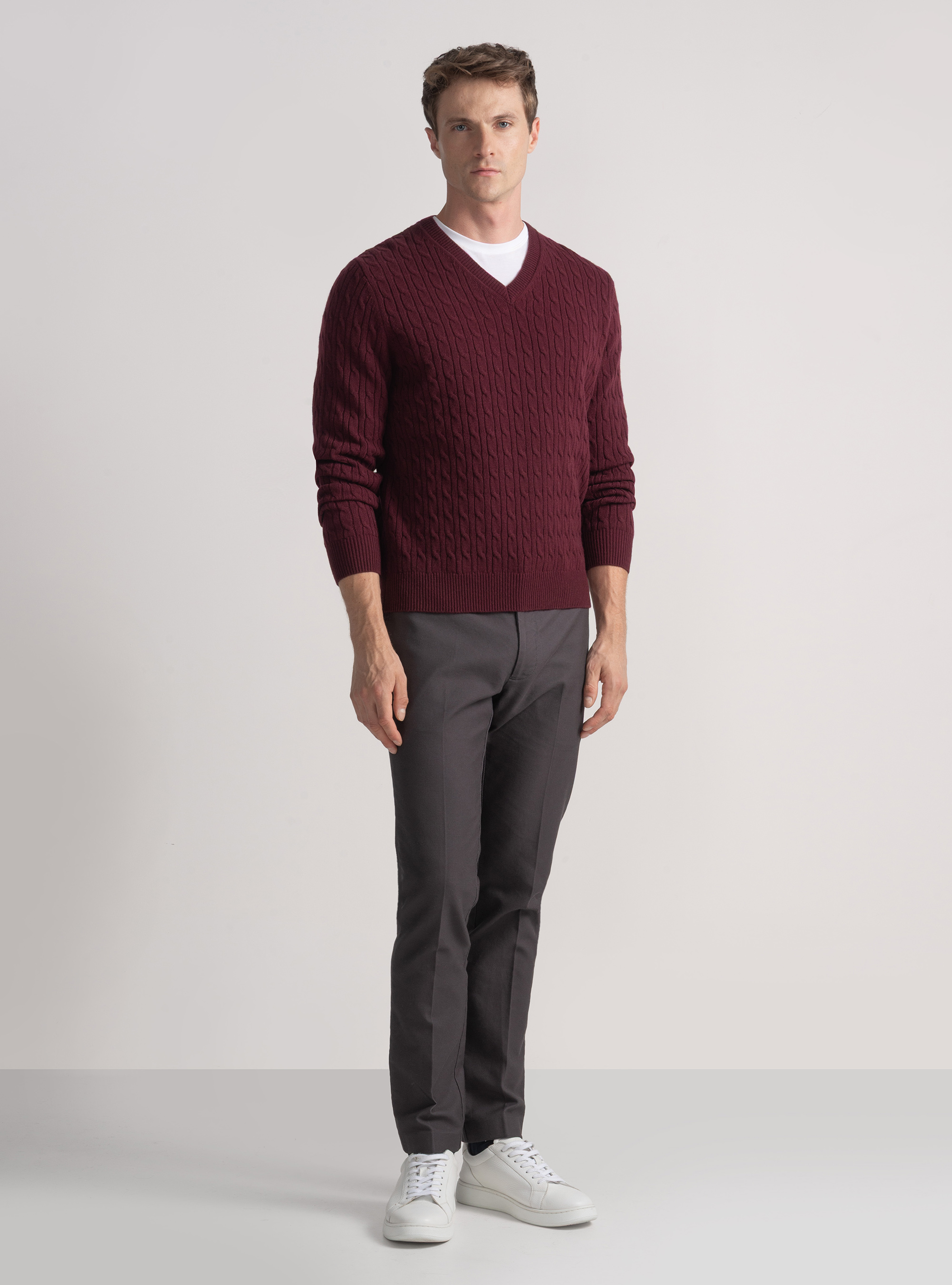 Pantaloni chino slim fit in cotone armaturato, ASFALTO