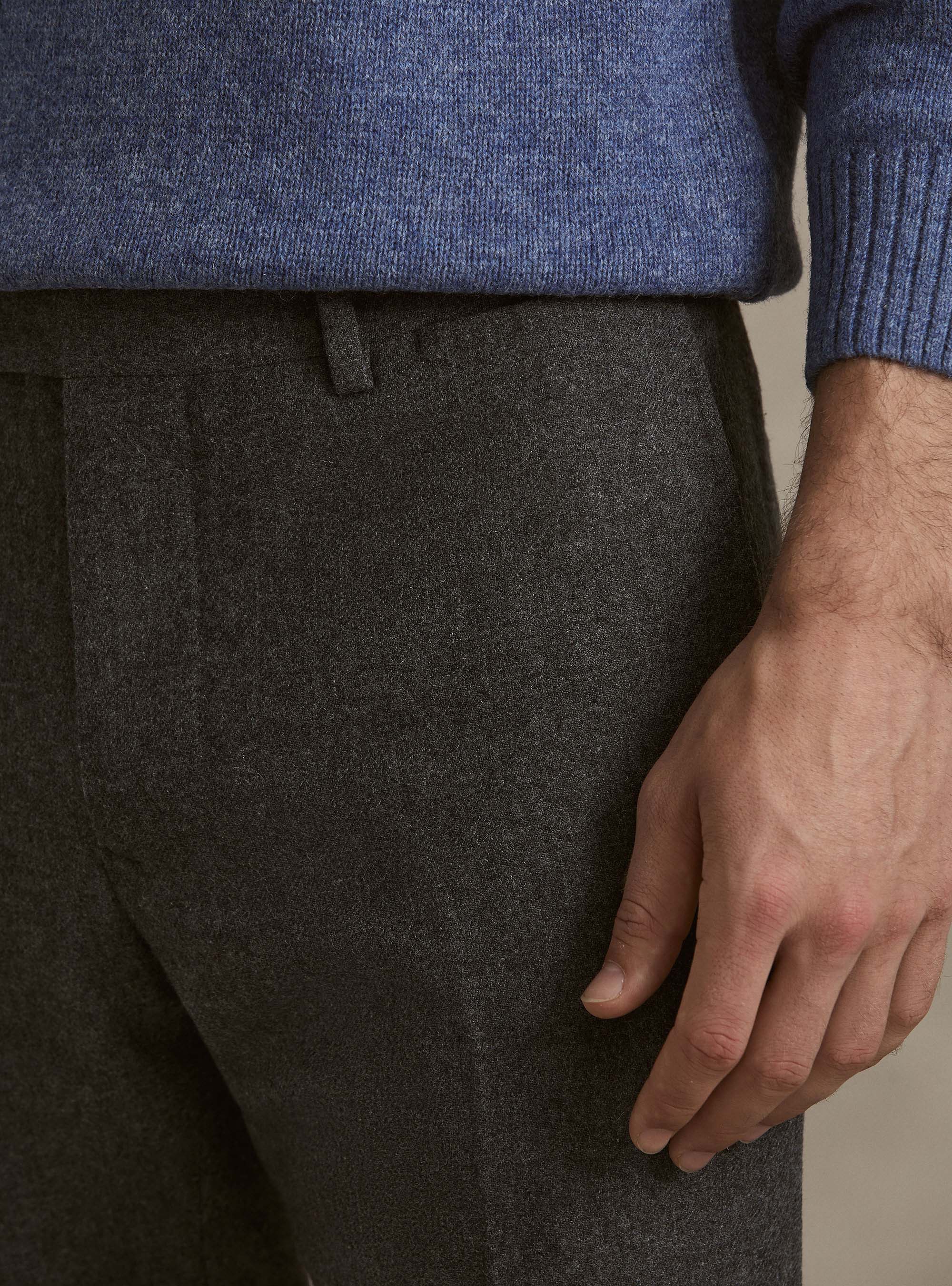 Pantaloni in flanella misto lana, ASFALTO