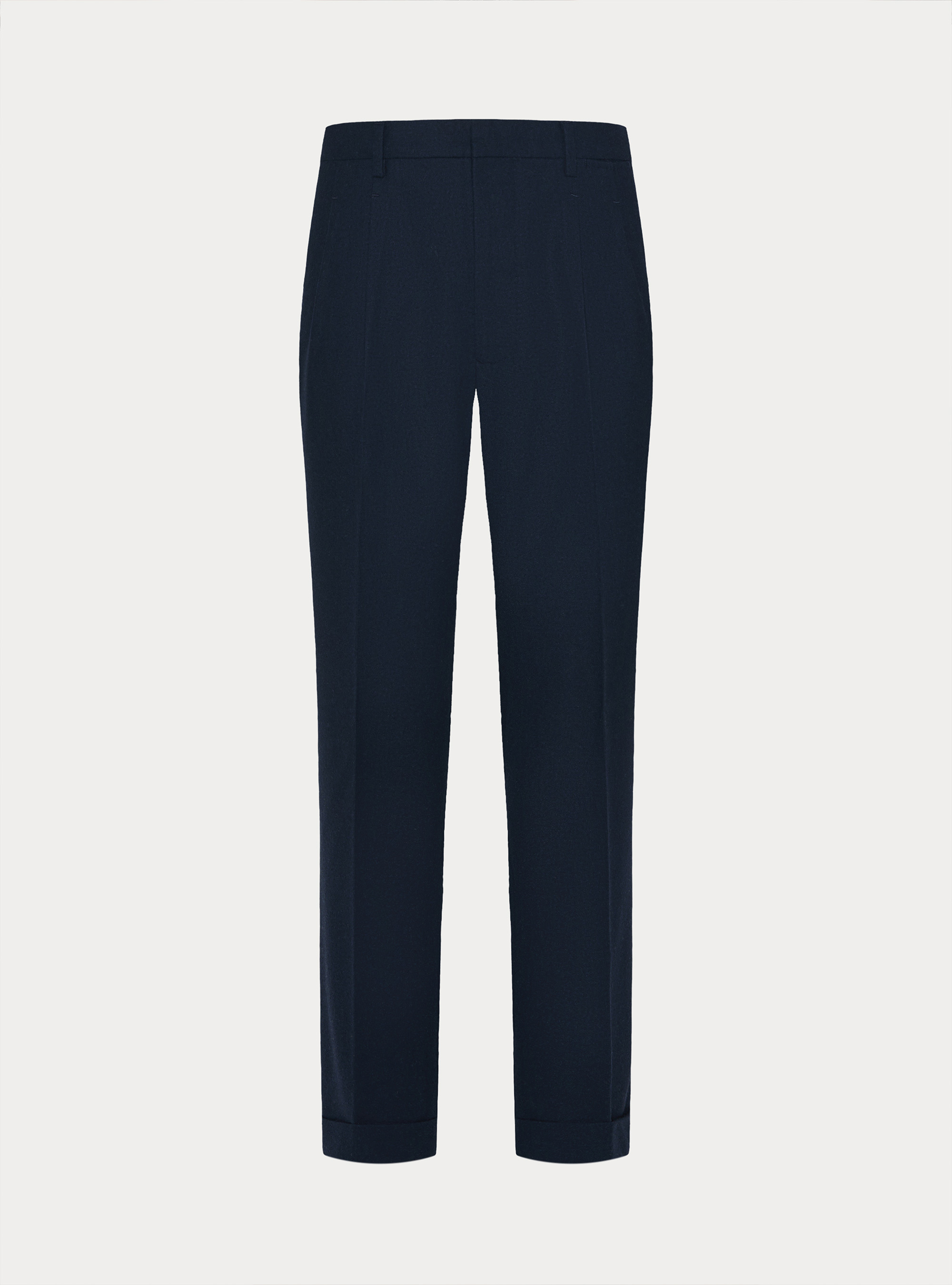Pantaloni con pince in misto lana leggera, NAVY