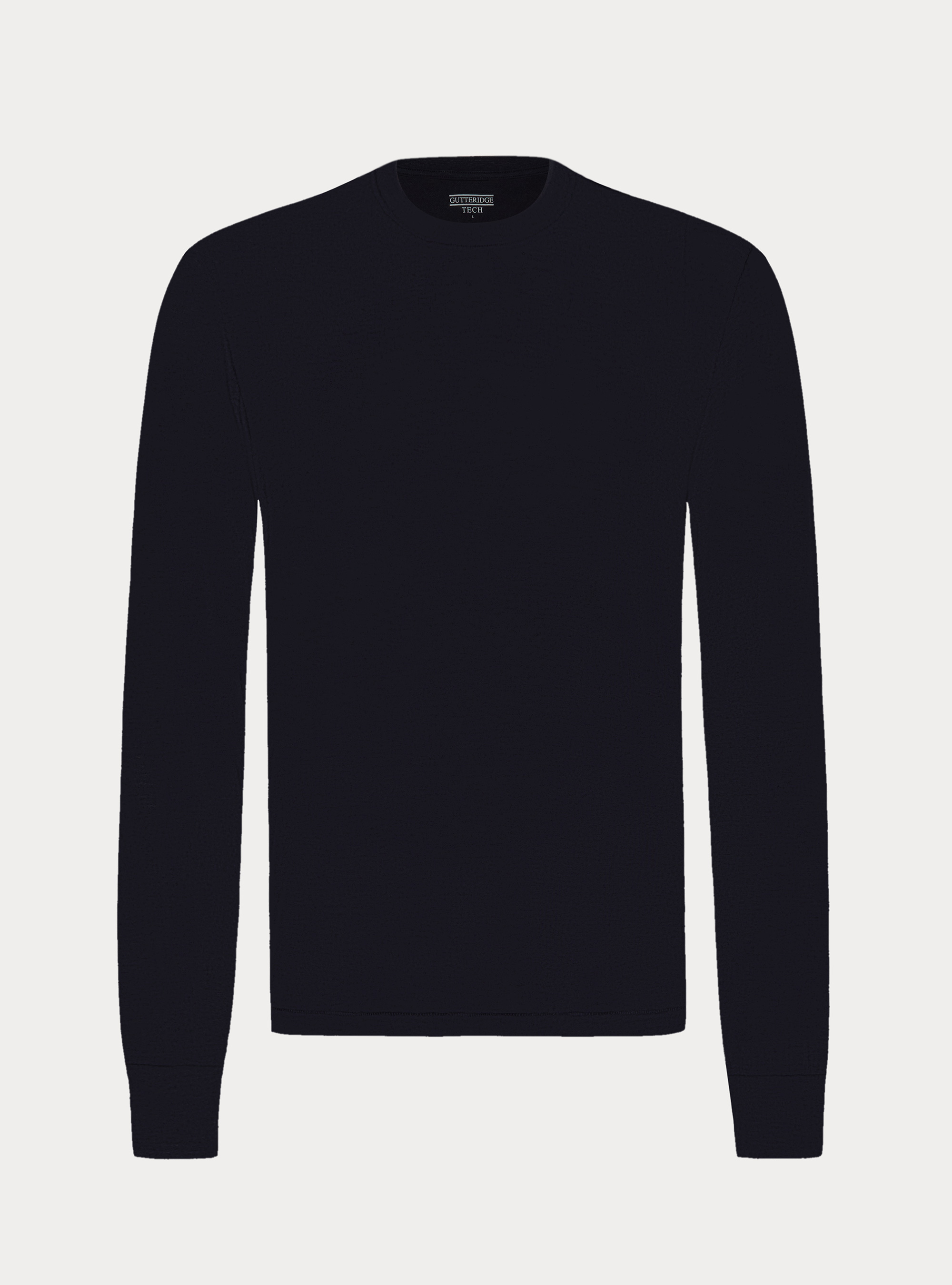 T-shirt manica lunga in misto cashmere, BLU NAVY