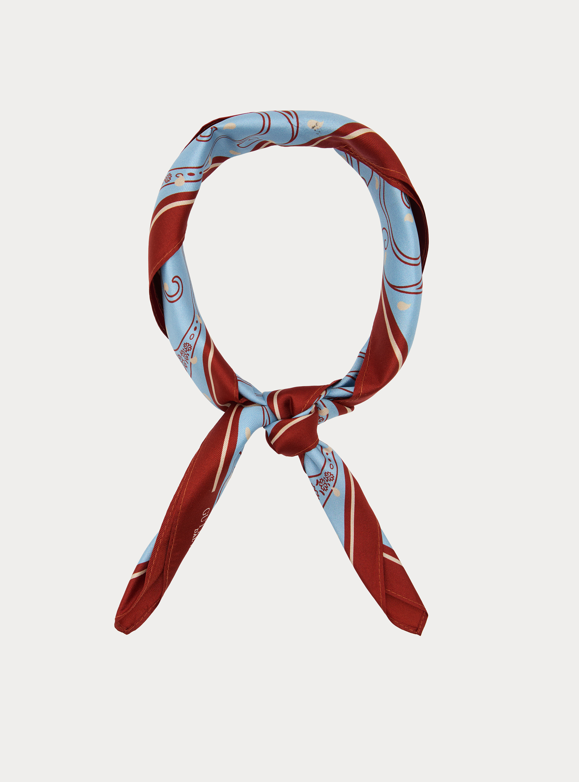 Foulard in seta stampata fantasia paisley, AZZURRO