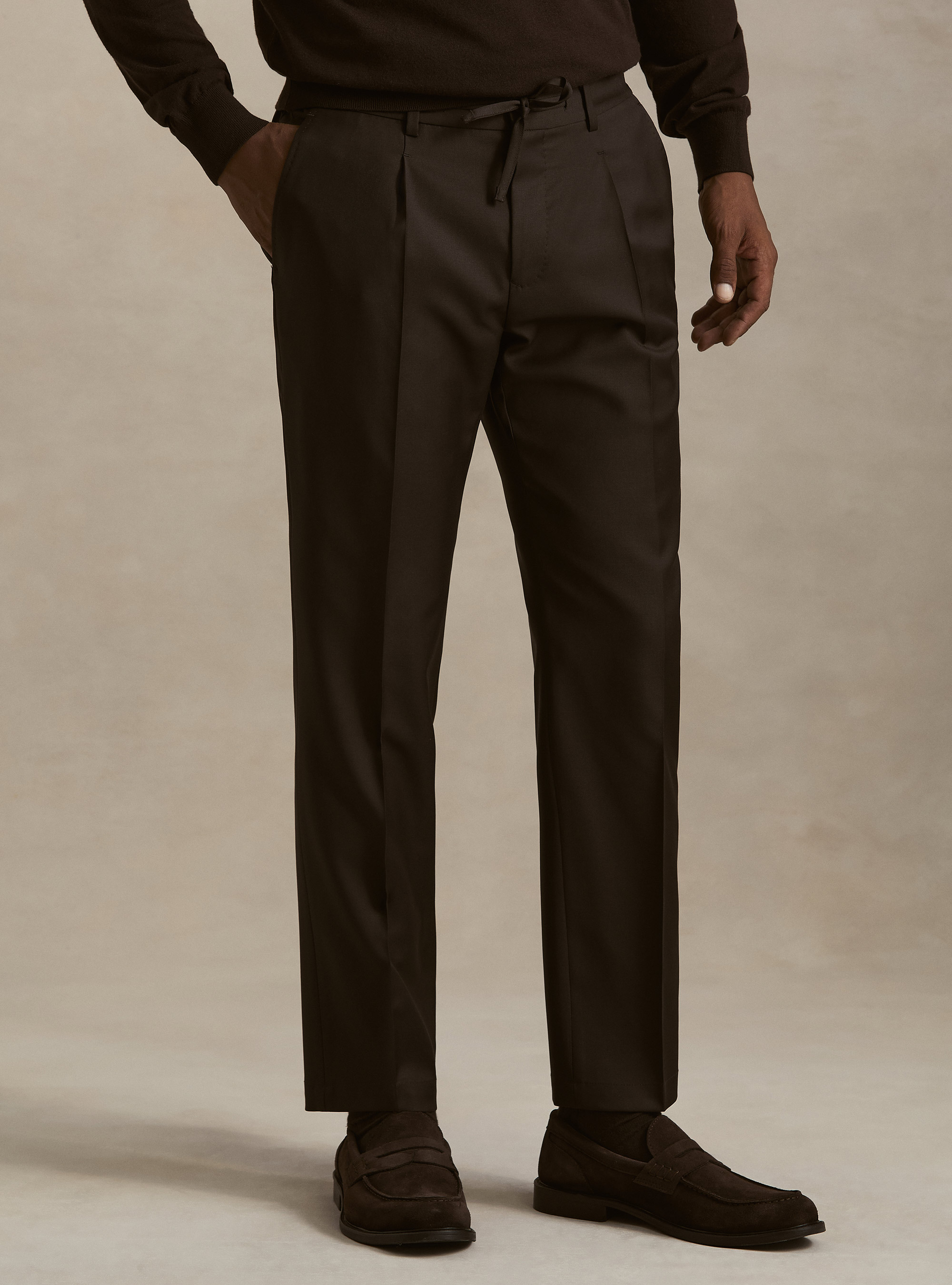 Pantaloni con coulisse in lana Vitale Barberis Canonico, MARRONE 0508C