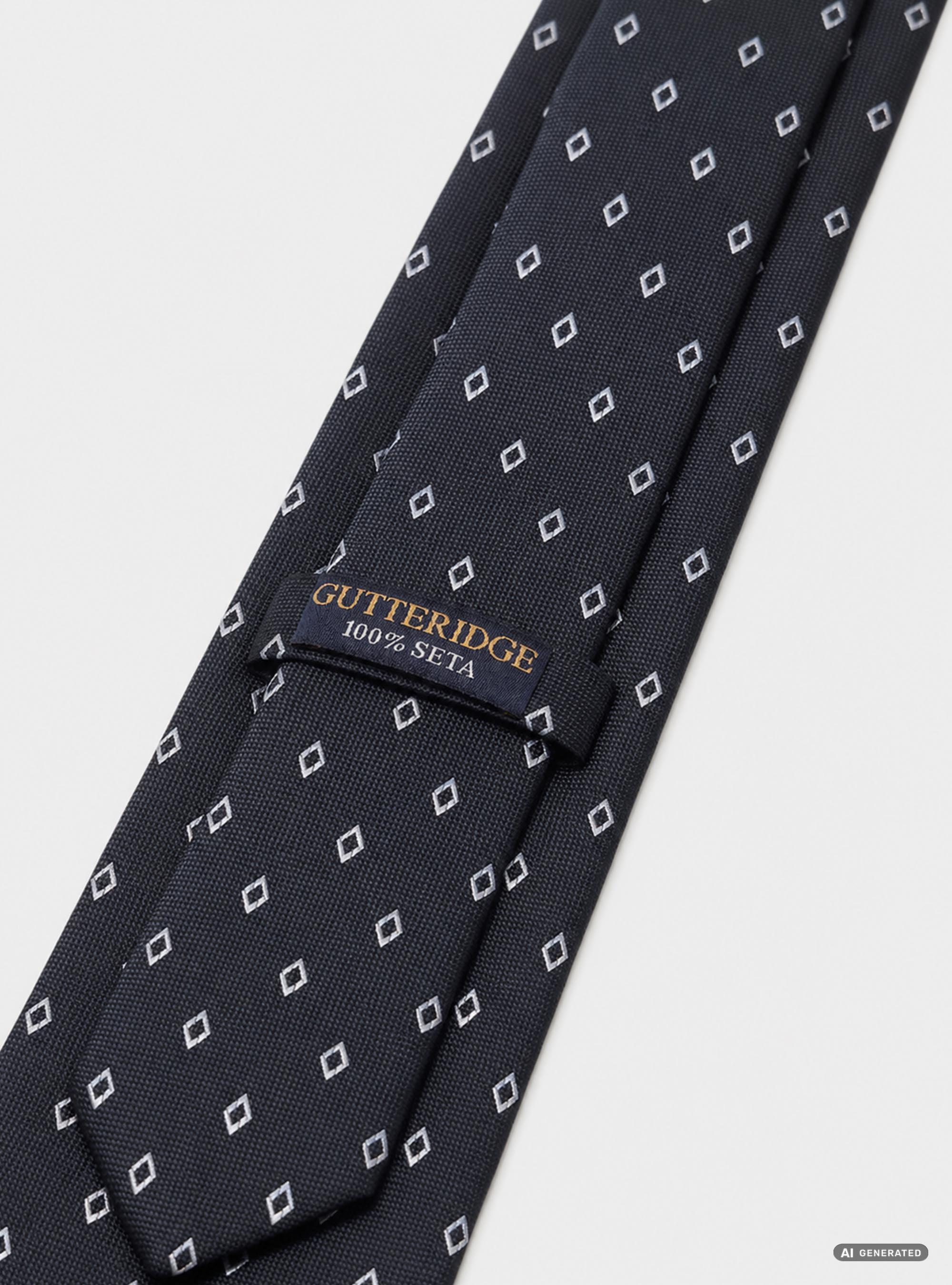Cravatta in seta jacquard con micro fantasia rombi, BLU NAVY
