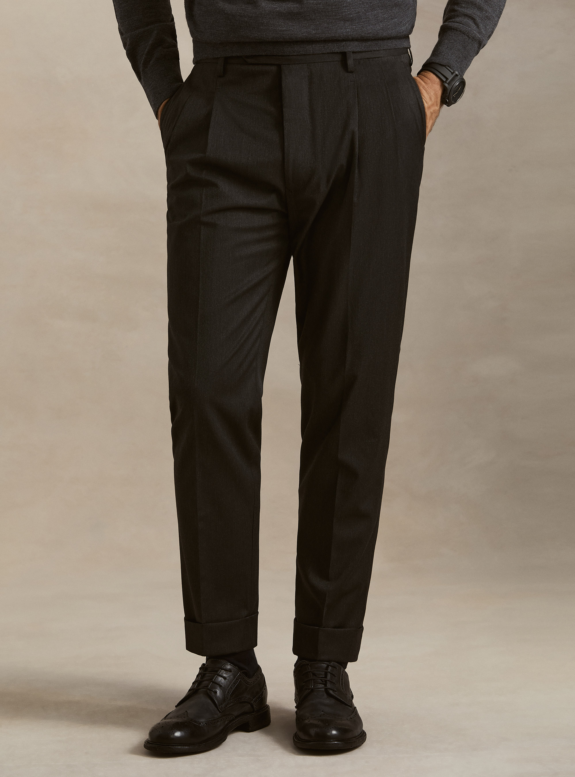 Pantaloni classici con pince, ASFALTO