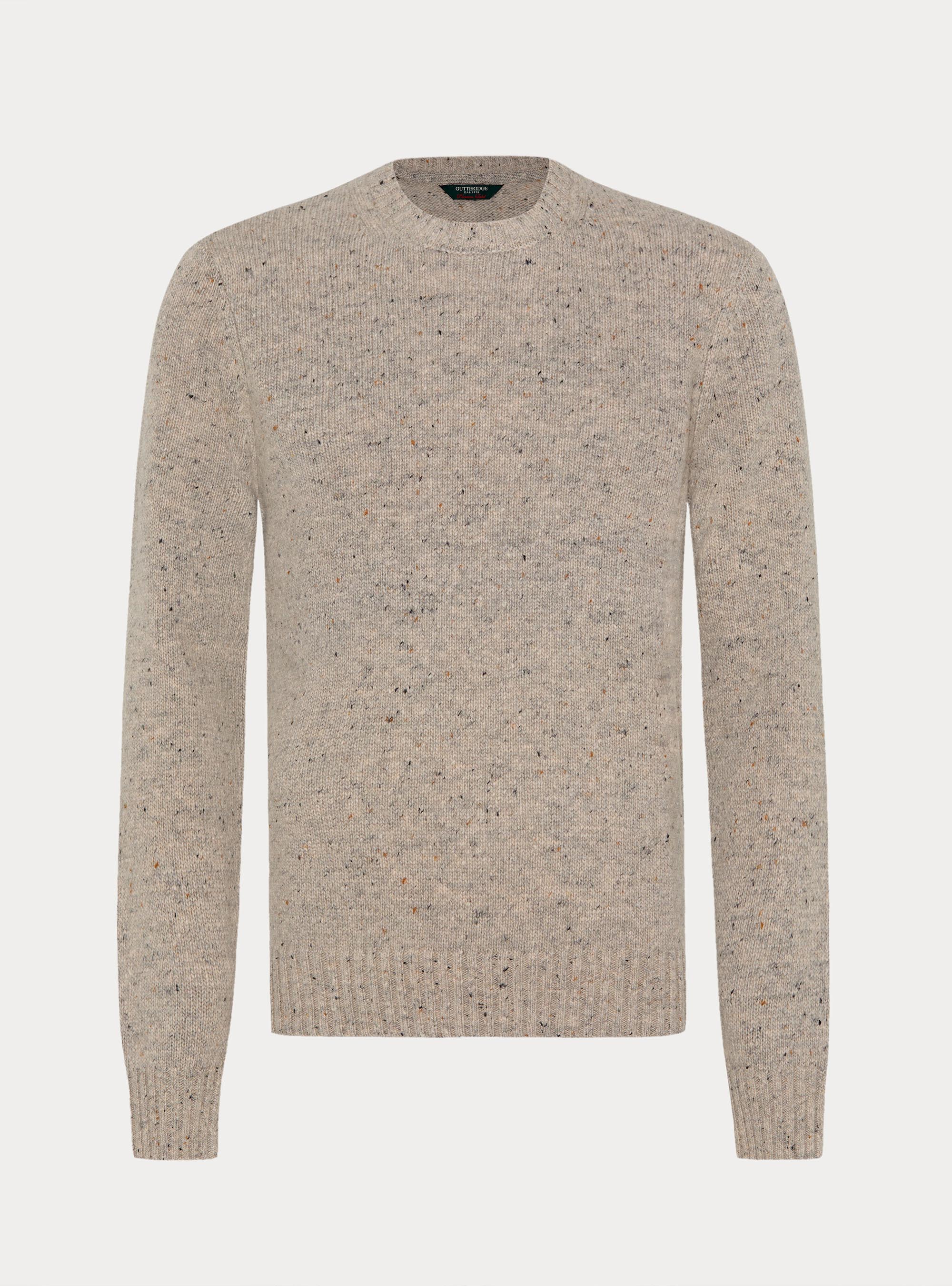 Girocollo in maglia bottonato misto lana merino, GRIGIO CHIARO MELANGE