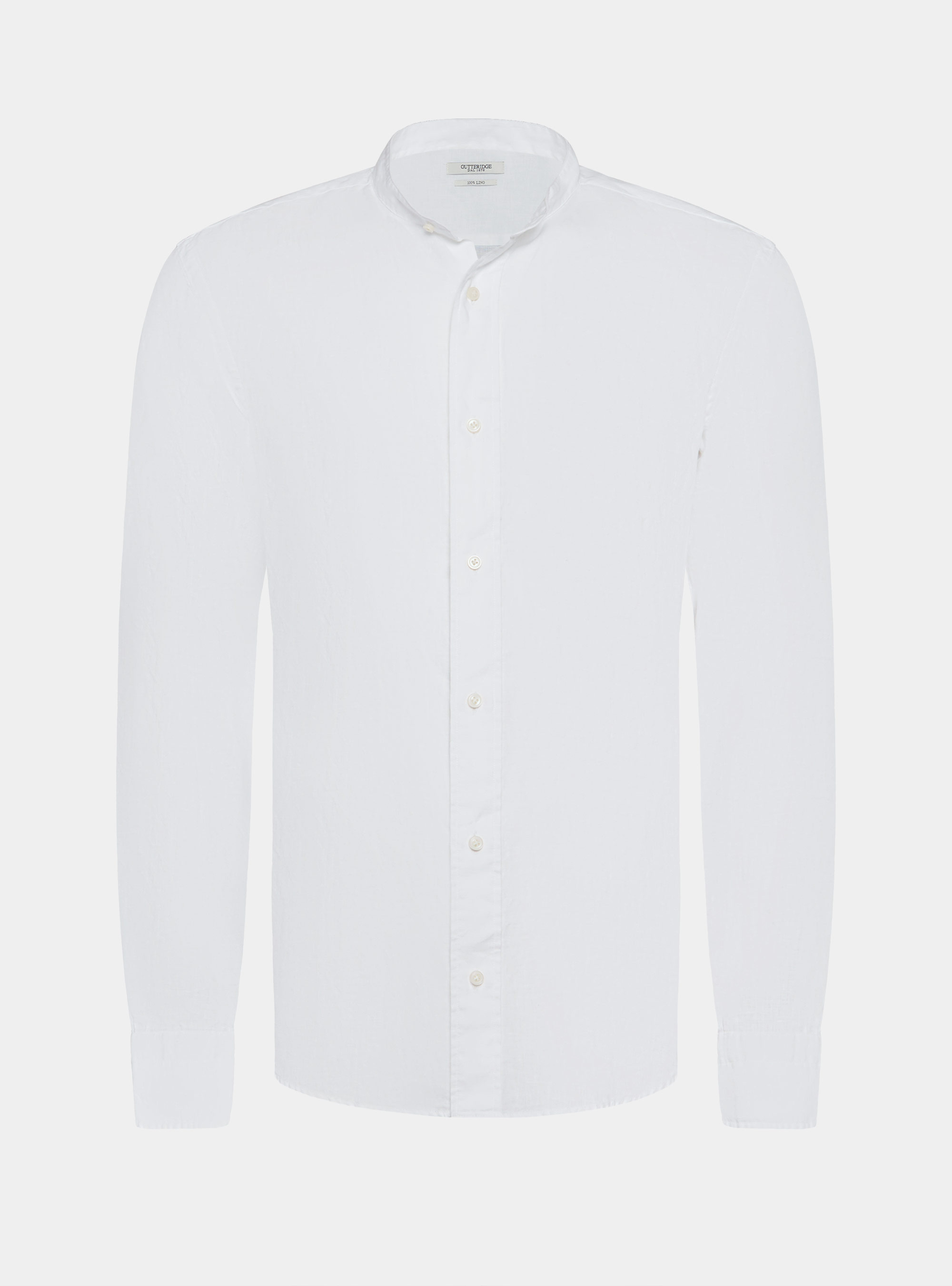 Camicia bianca coreana in puro lino, BIANCO