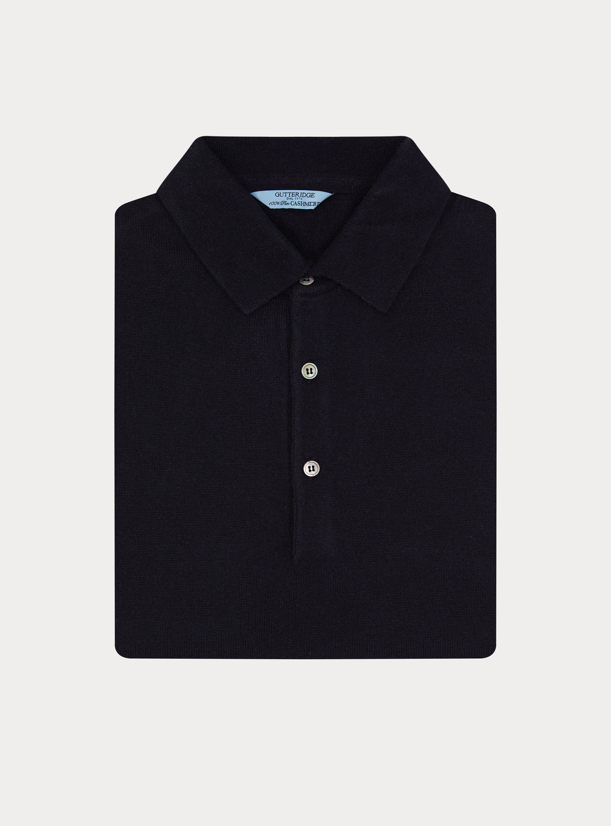 Polo a manica lunga in puro cashmere, BLU NAVY
