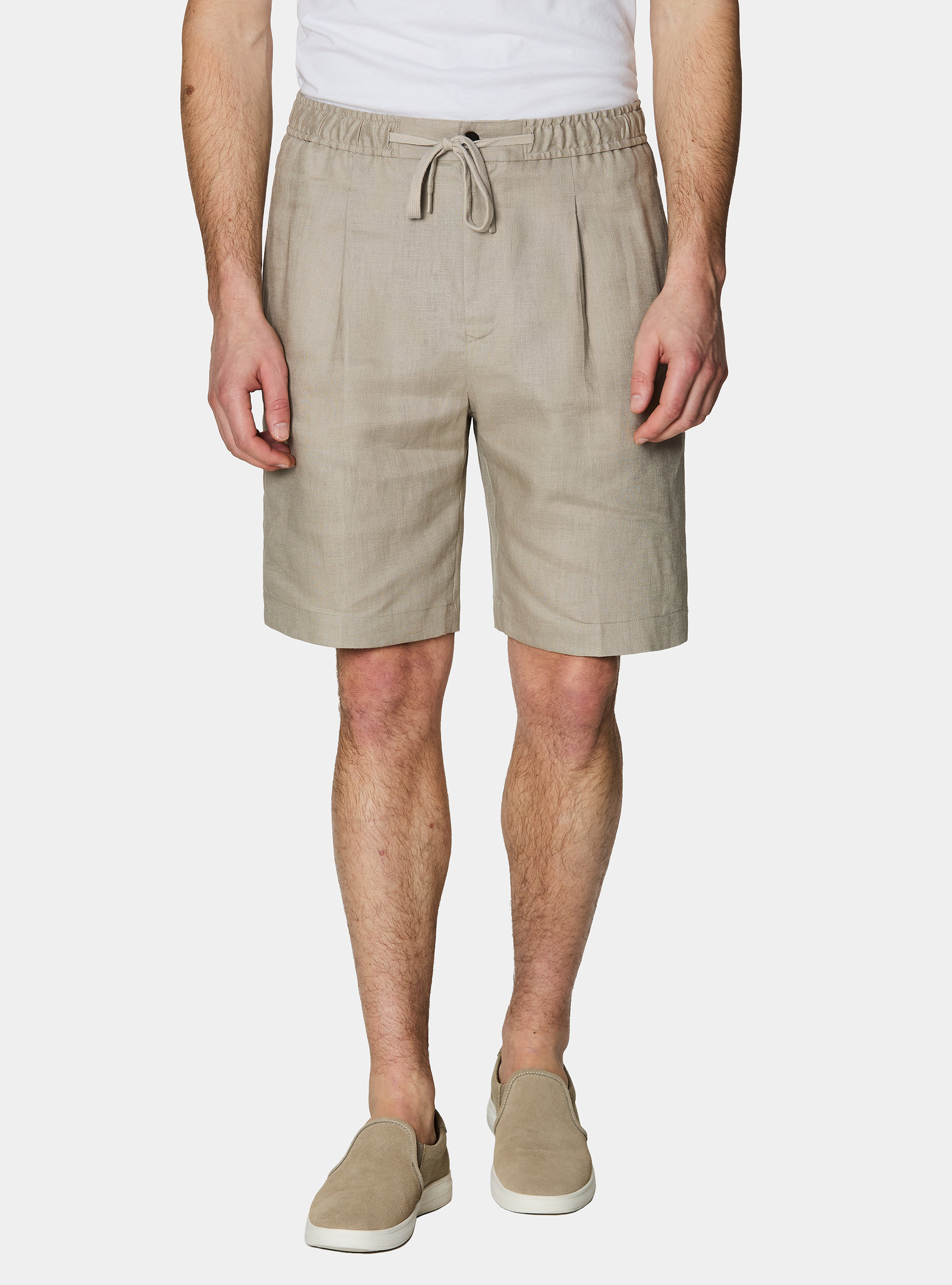 Bermuda in lino con coulisse, SABBIA