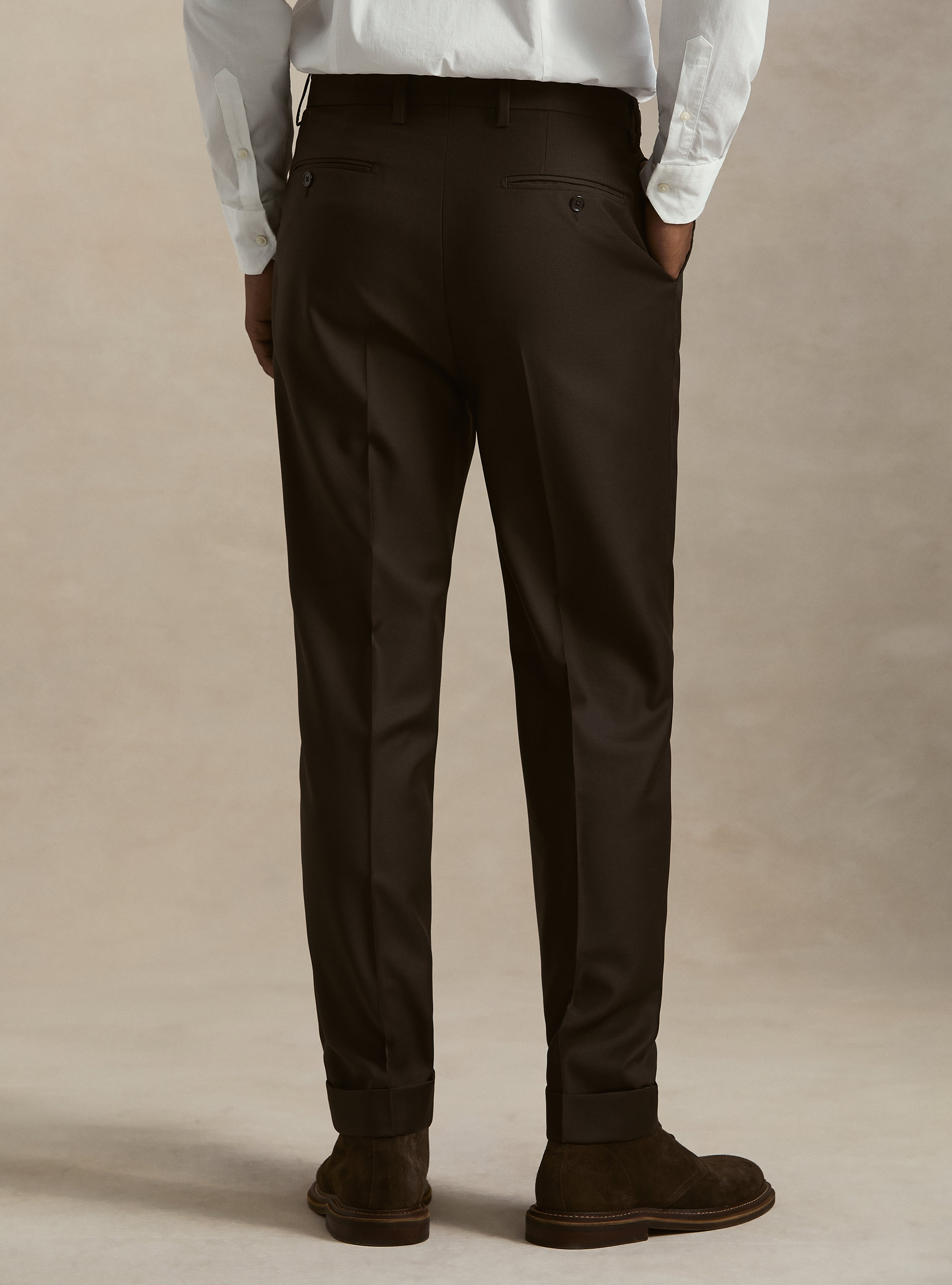 Pantaloni con pince in lana Vitale Barberis Canonico, MARRONE 0508C