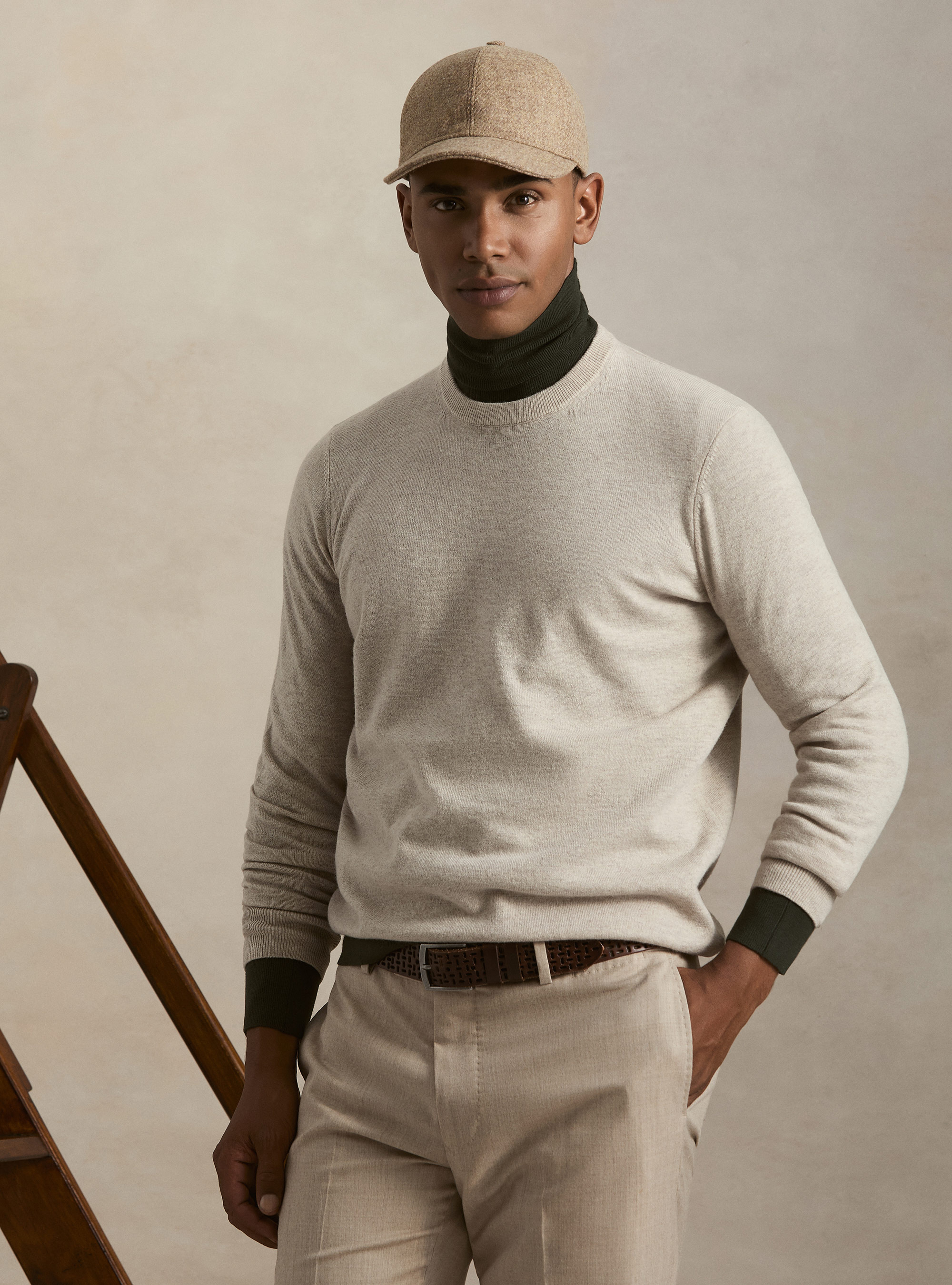 Girocollo in maglia in lana e cashmere, ECRU