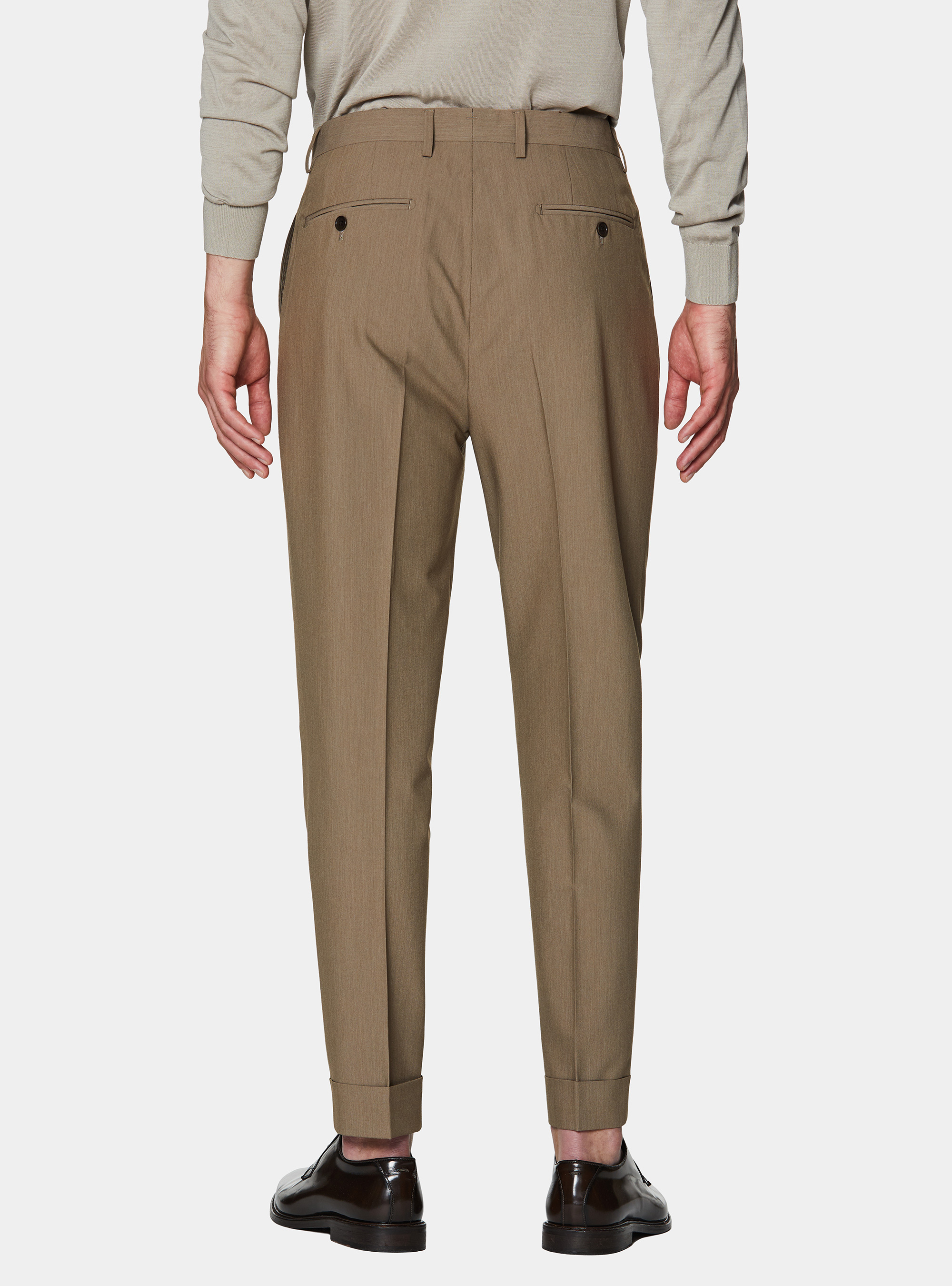 Pantaloni classici con pince, FANGO