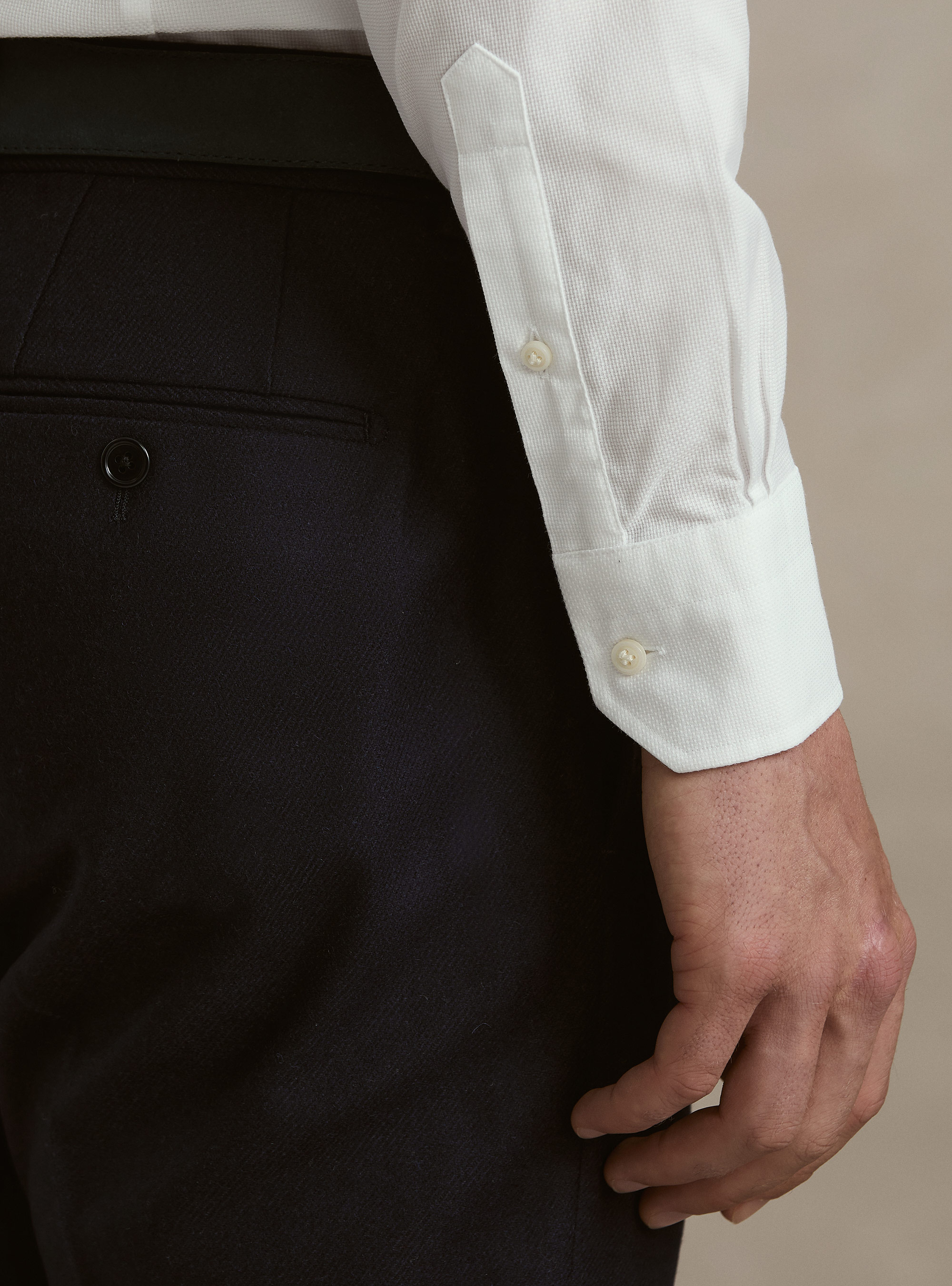 Camicia in cotone operato, BIANCO