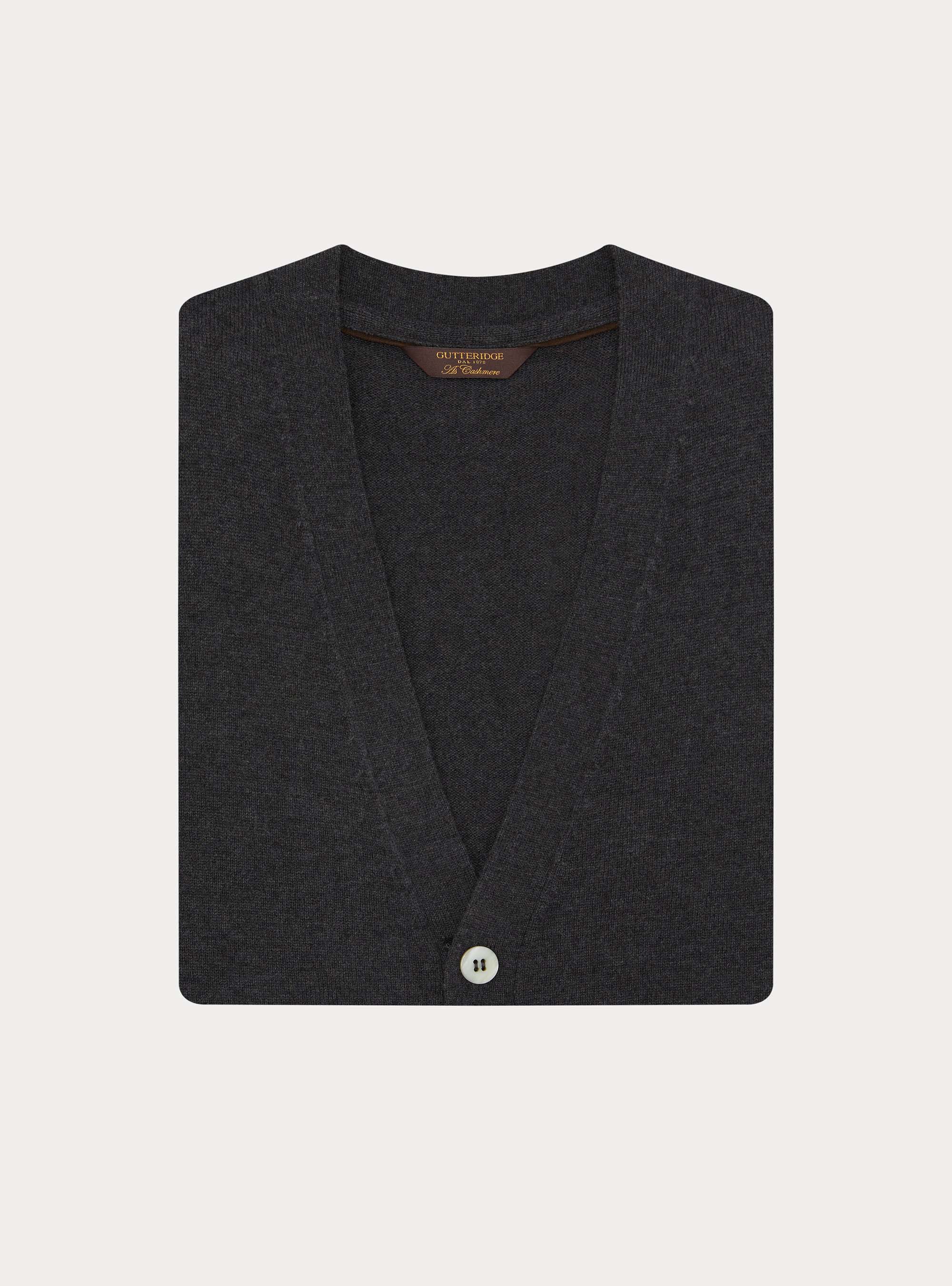 Gilet in maglia in lambswool e cashmere, ASFALTO