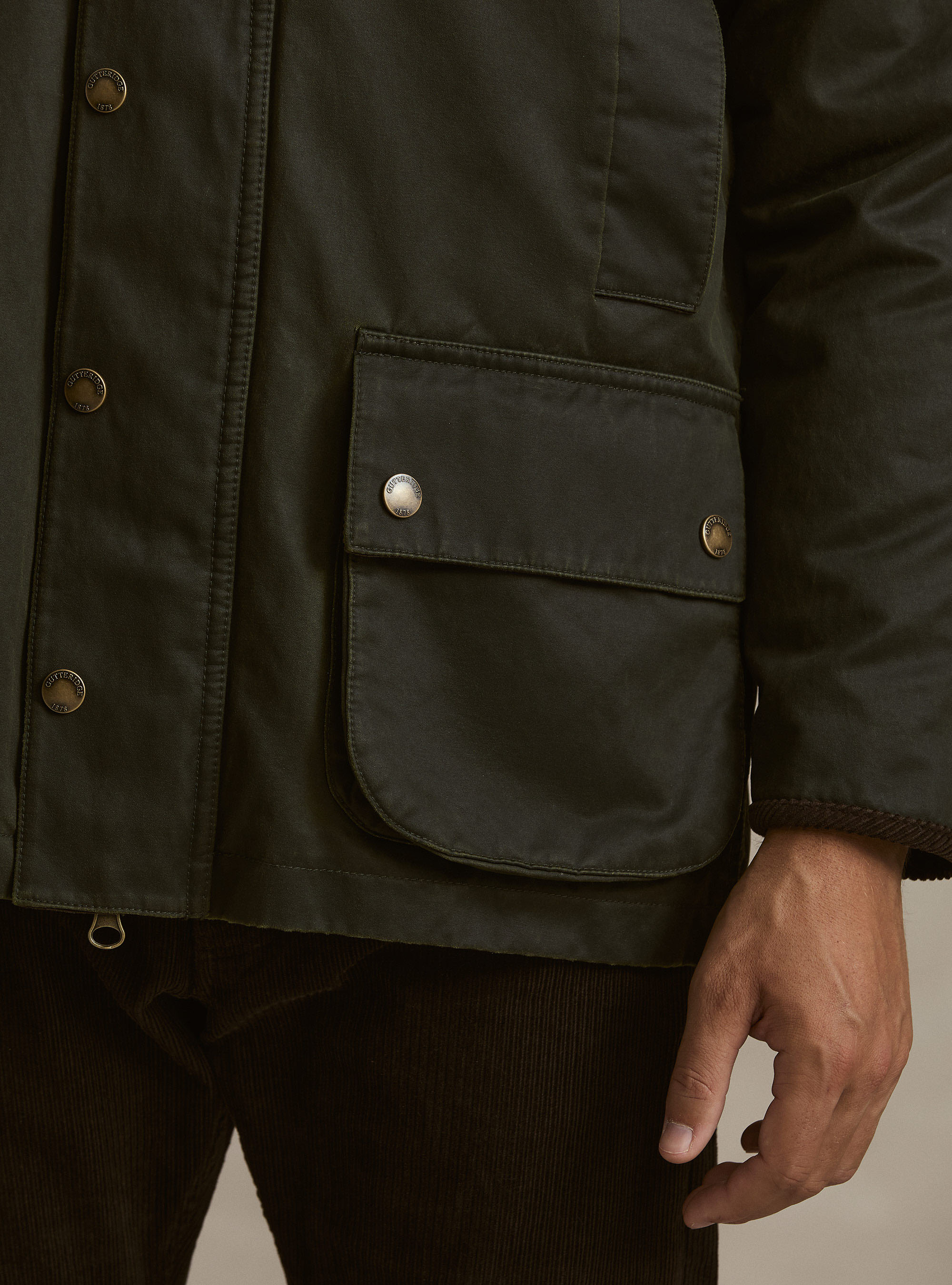 Giacca cerata in misto cotone, VERDE