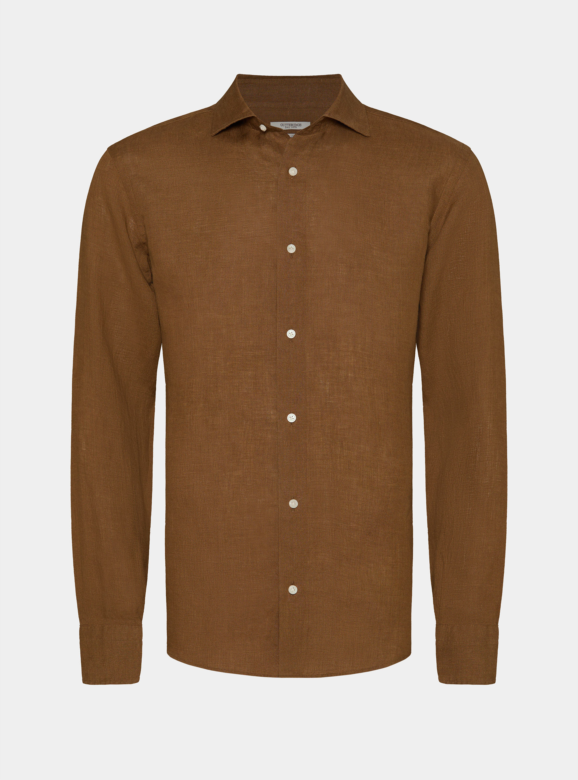 Camicia in puro lino, TABACCO