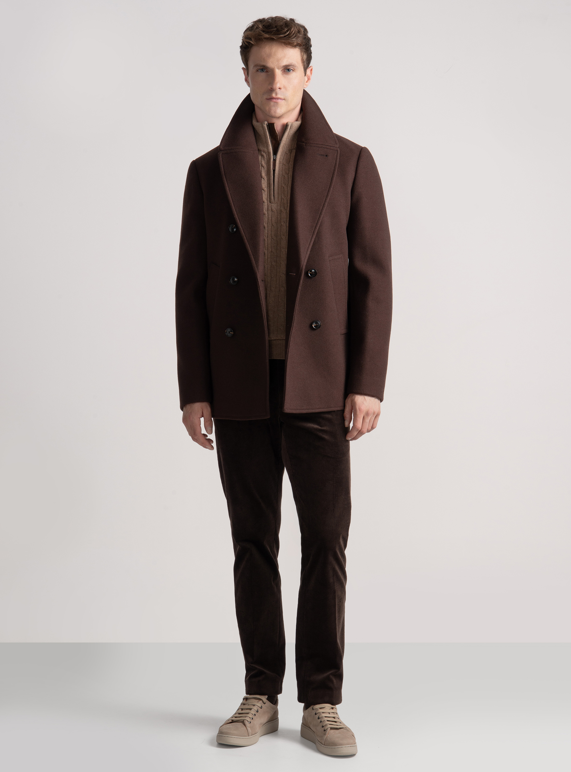 Peacoat tinta unita, MARRONE