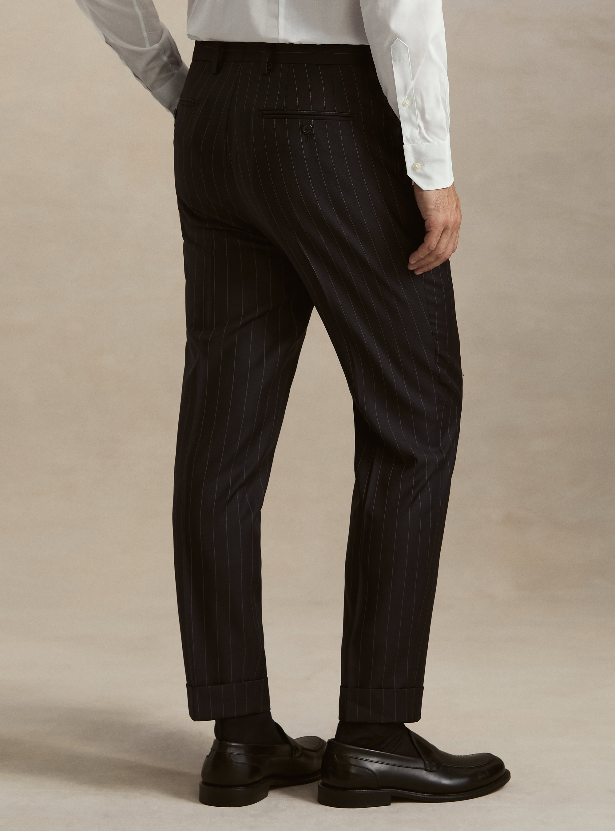 Pantaloni per abito gessato con pince in pura lana Vitale Barberis Canonico, BLU NAVY