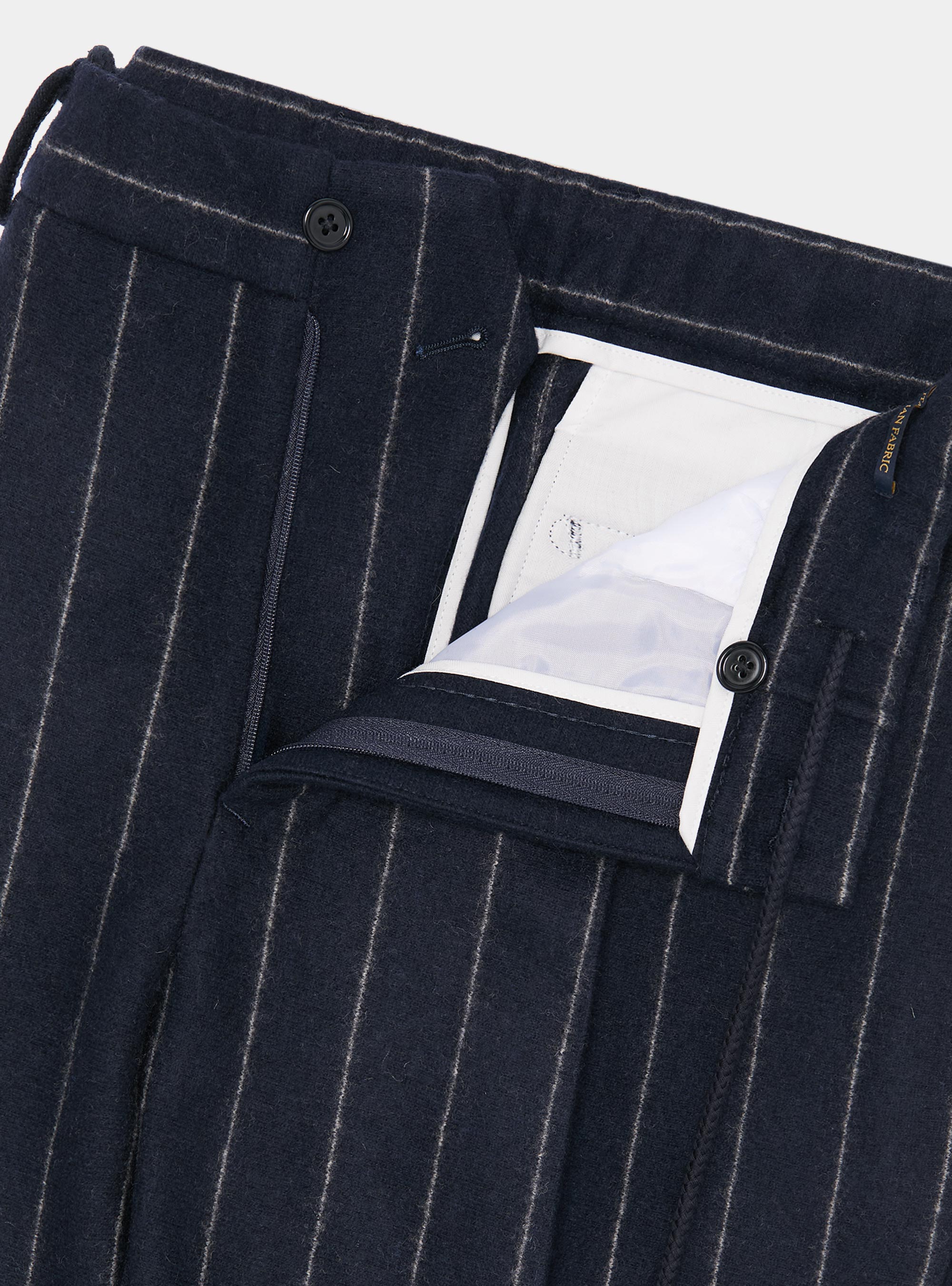 Pantaloni per abito doppiopetto in jersey gessato, BLU NAVY