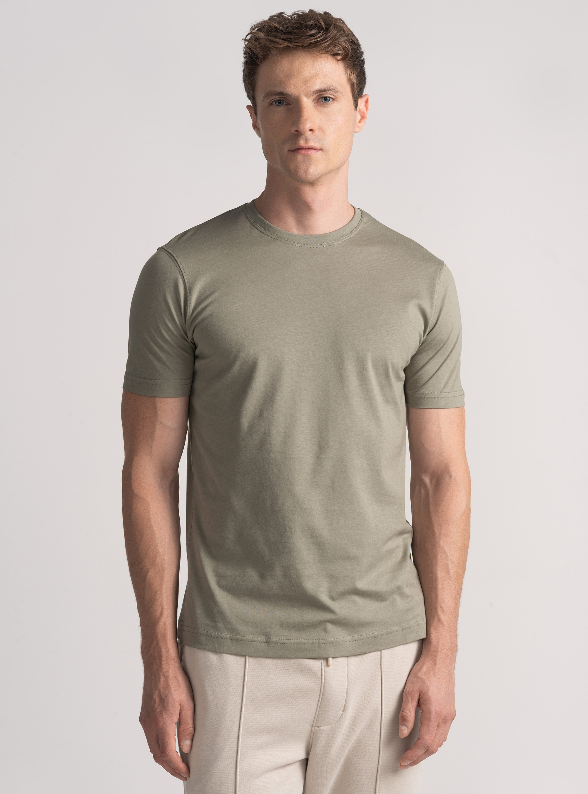 T-shirt mezza manica in cotone Supima, SALVIA 0602C
