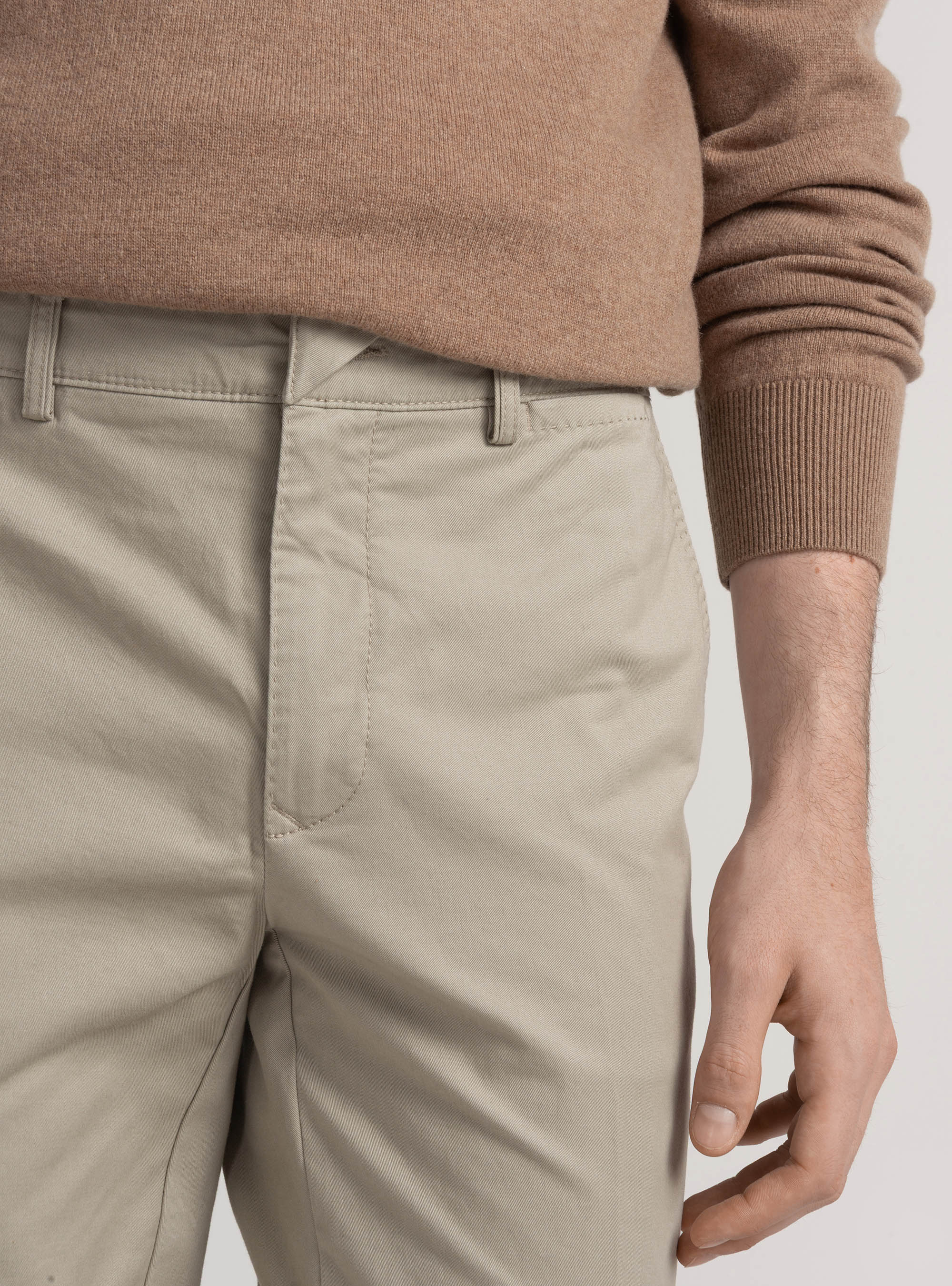 Pantaloni chino slim fit in twill stretch, ECRU