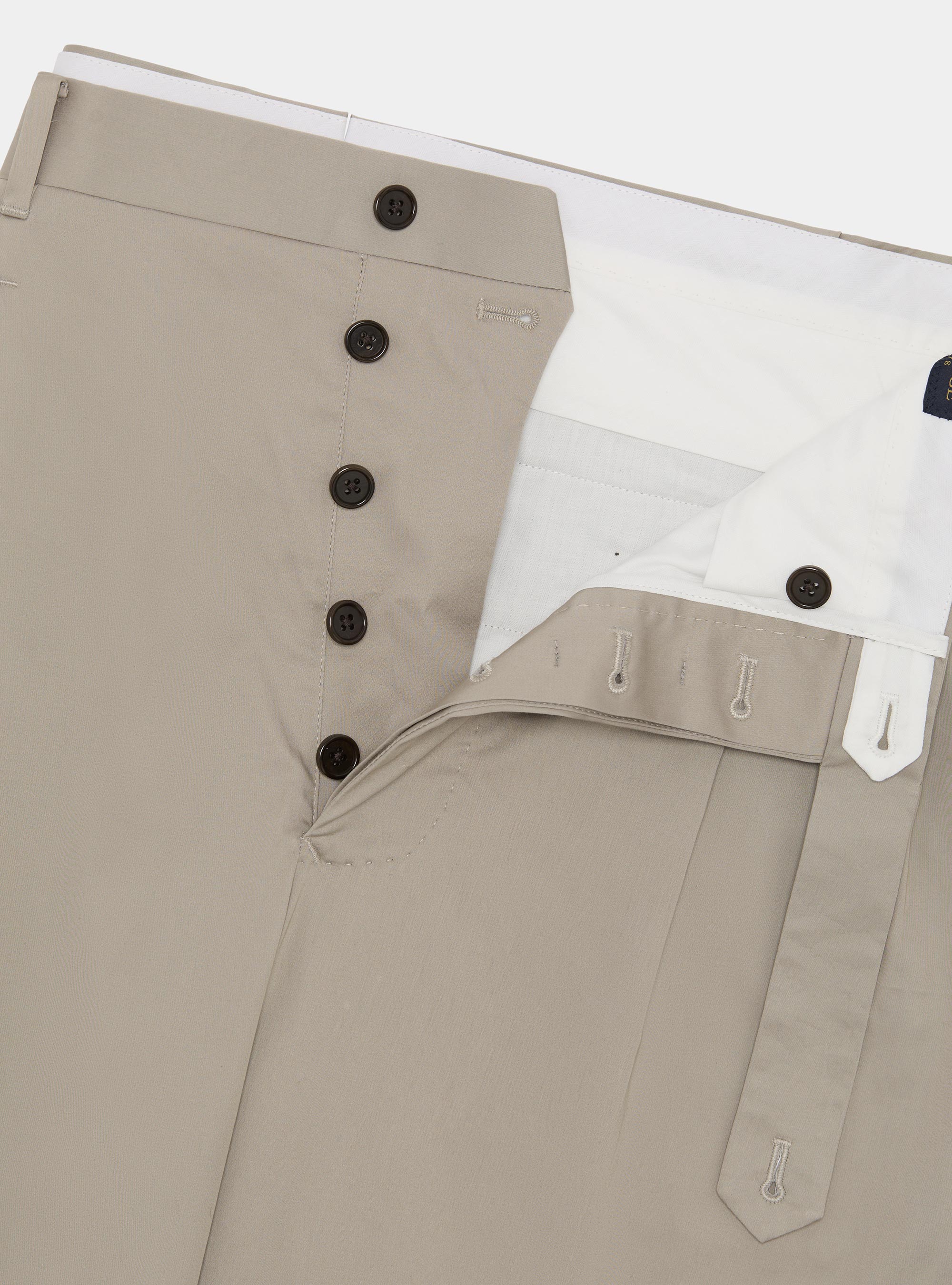 Pantaloni con pince in cotone popeline stretch, SABBIA