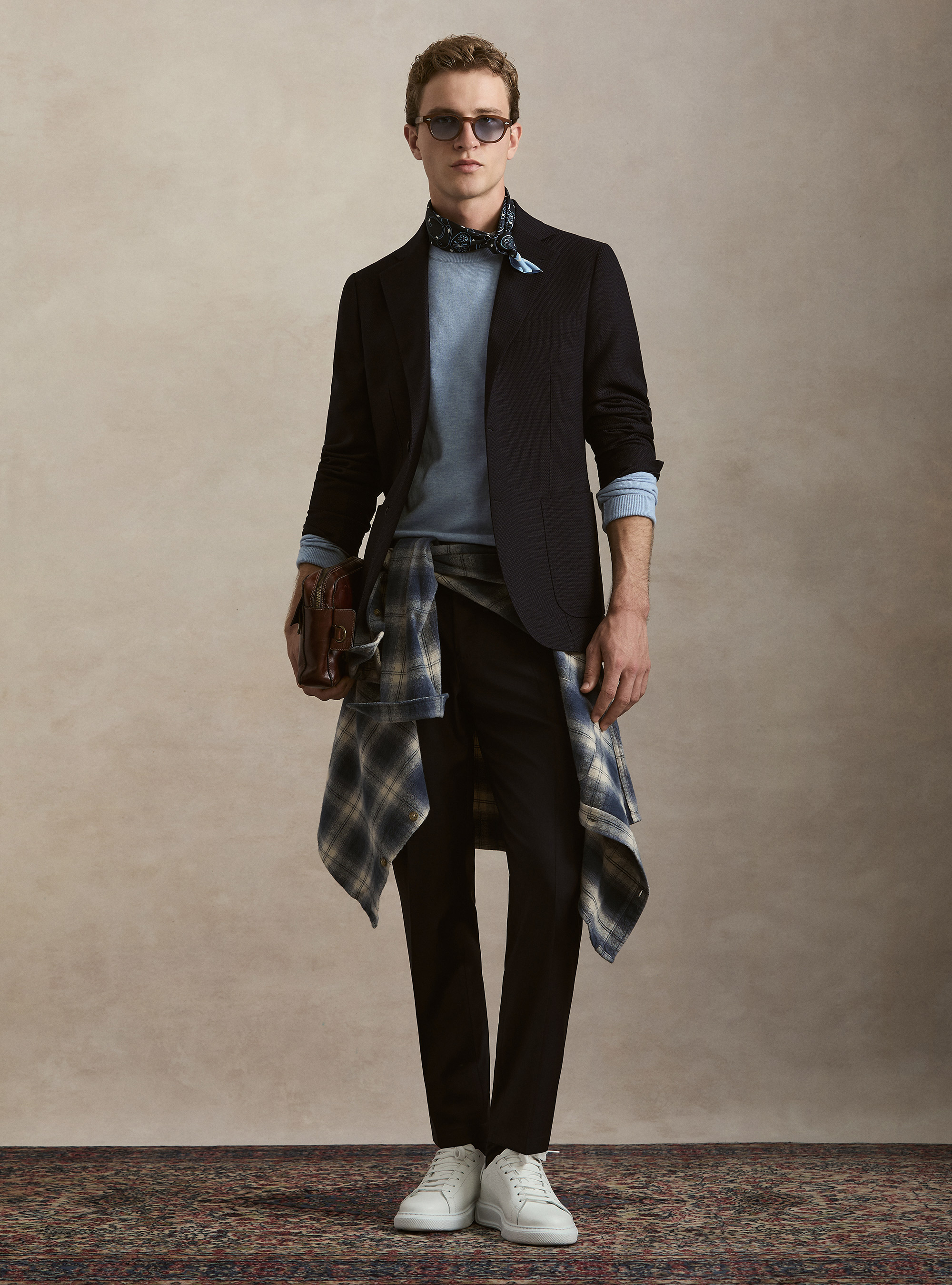 Pantaloni con coulisse in lana Vitale Barberis Canonico, BLU NAVY