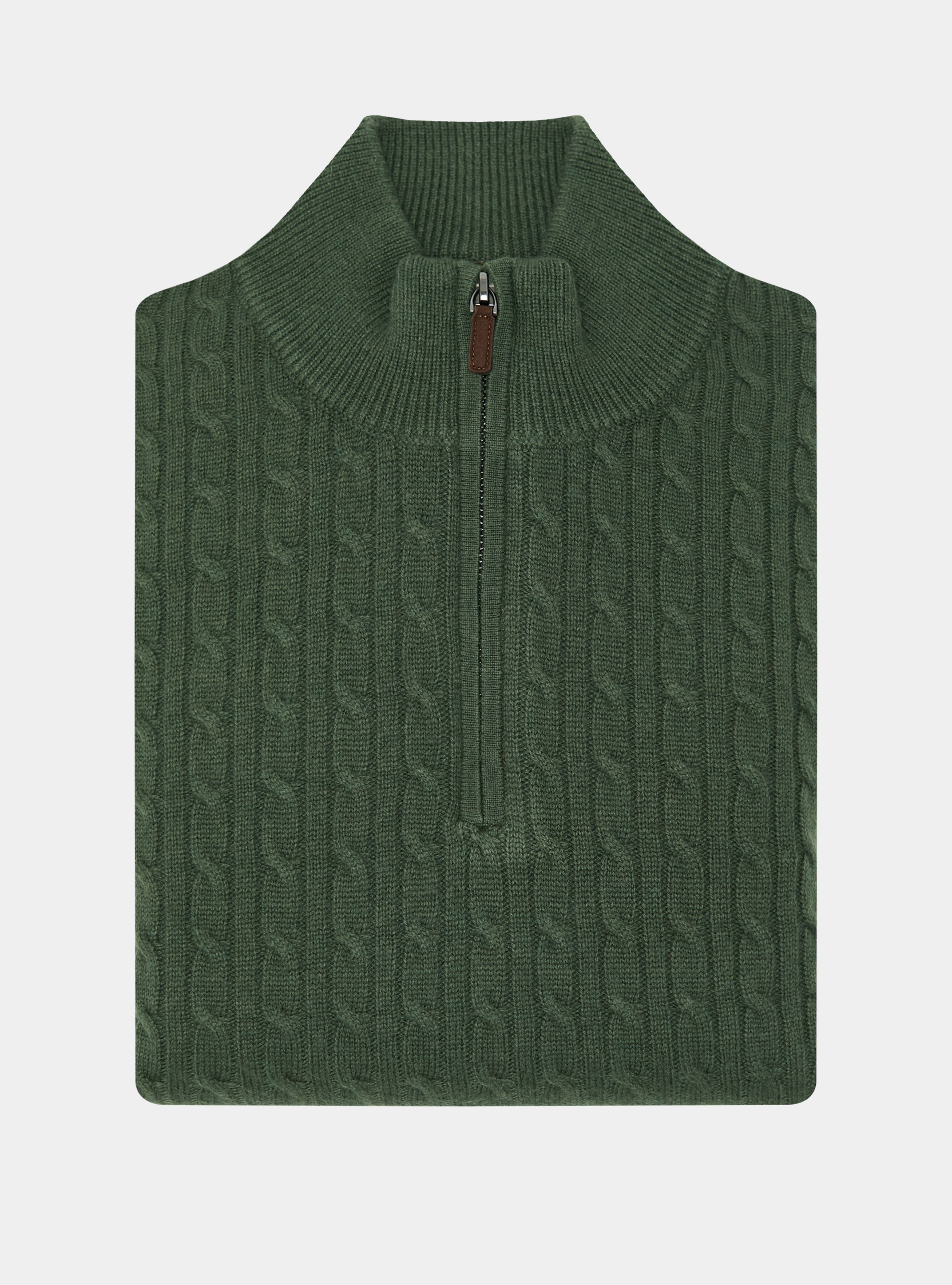 Maglia con collo mock e treccia in misto lana, MILITARE 0609C