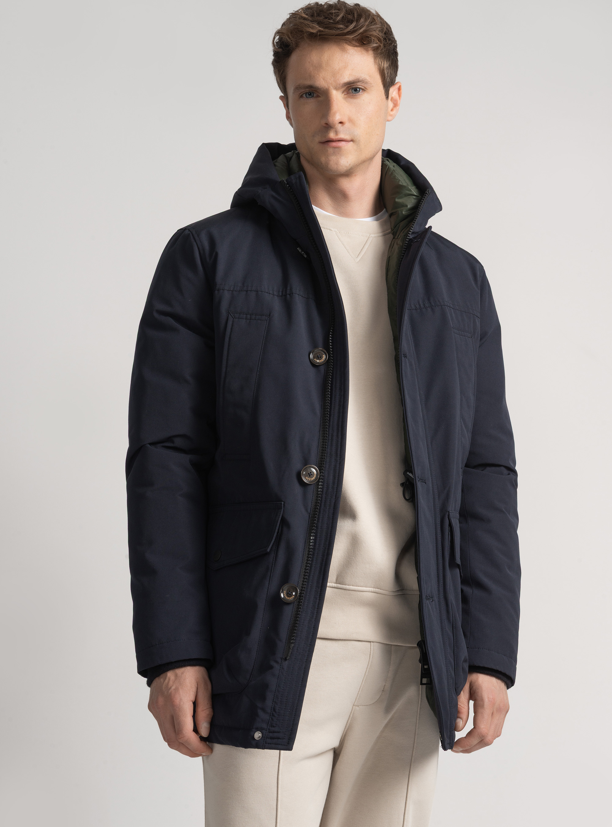 Parka imbottito con cappuccio, BLU NAVY