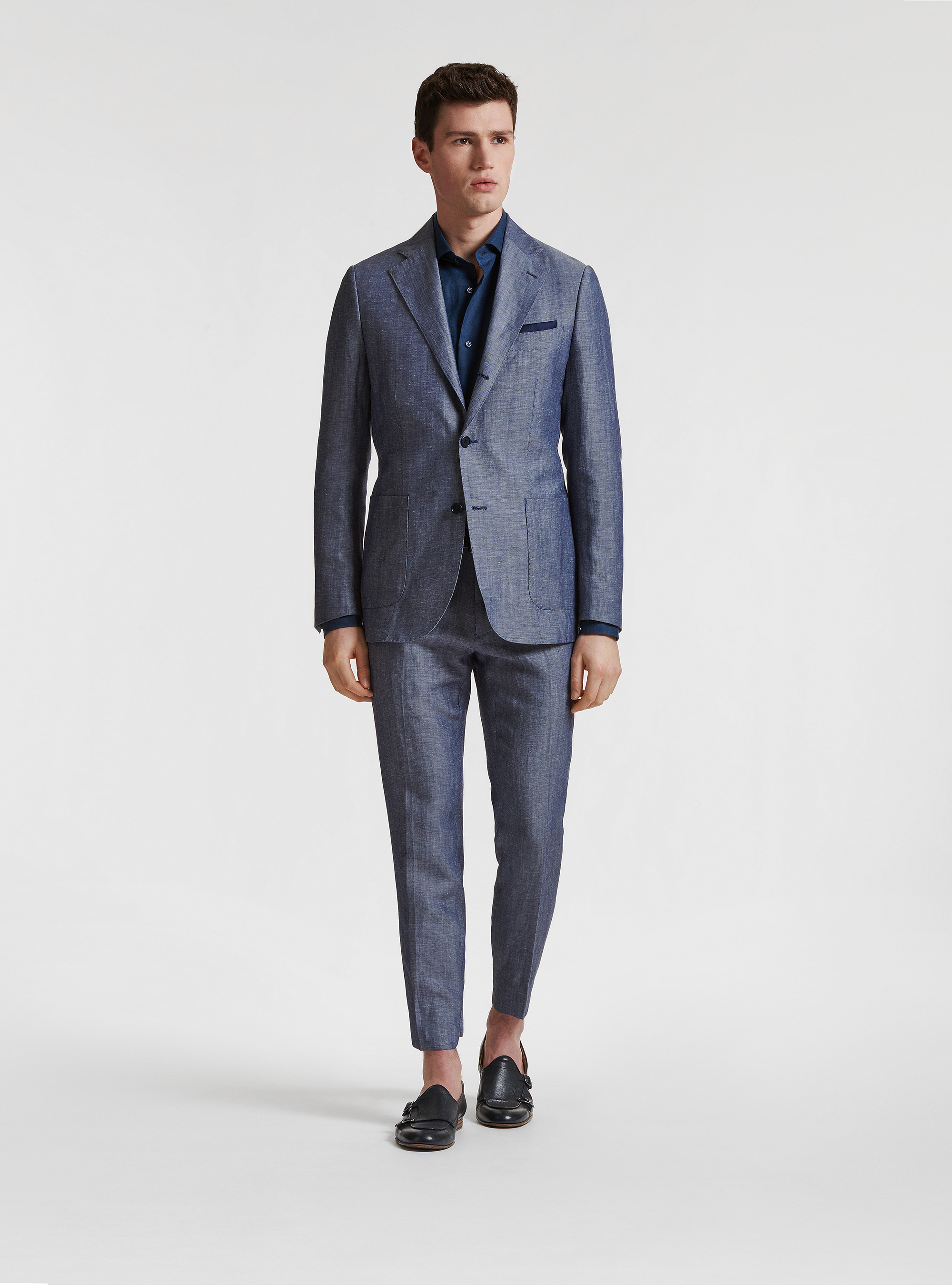 Giacca per abito in lana e lino DUEMILAGORI, 0243C DENIM