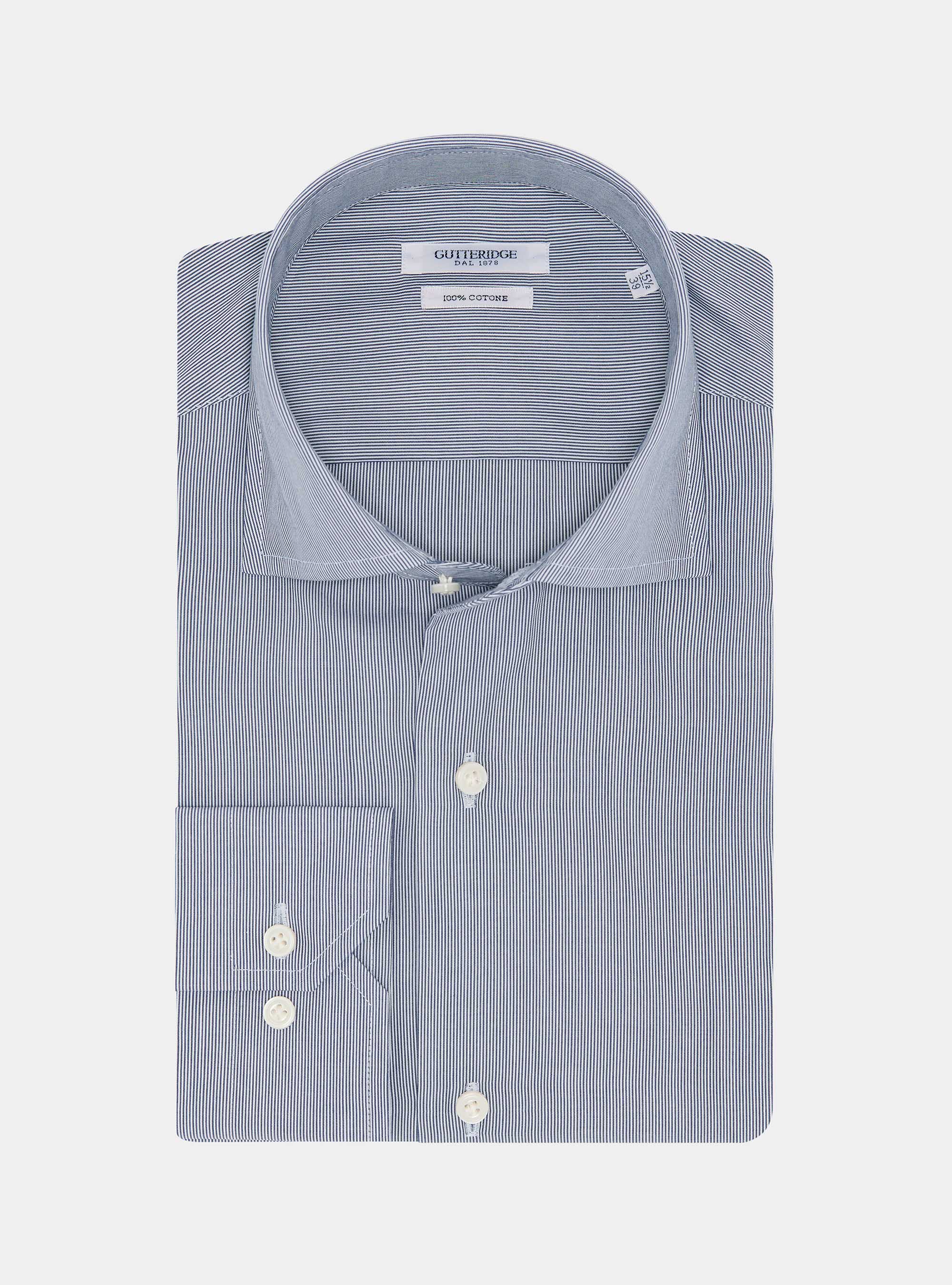 Camicia in popeline di cotone millerighe, BLU NAVY