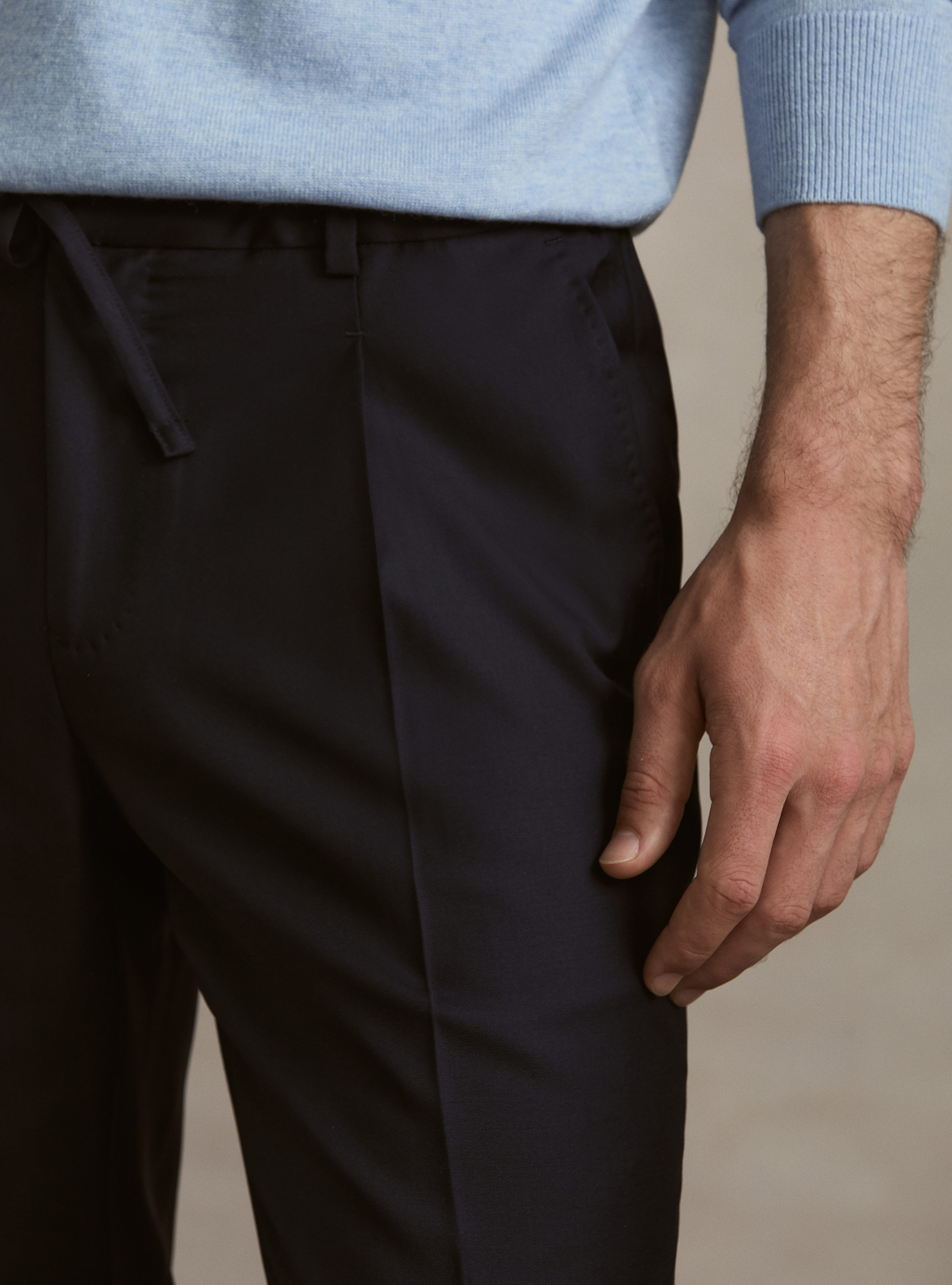 Pantaloni con coulisse in lana Vitale Barberis Canonico, BLU NAVY