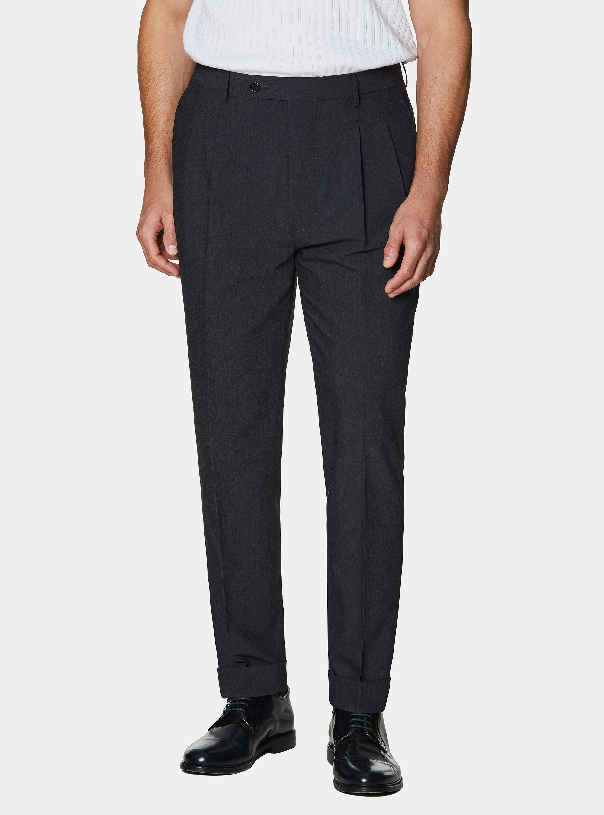 Pantaloni classici con pince, ASFALTO